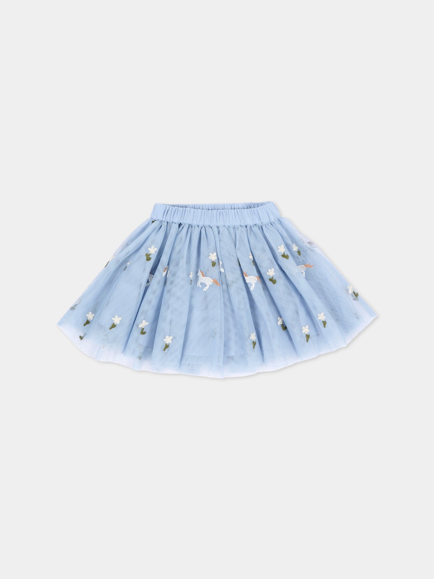 Gonna azzurra per neonata ricamata,Stella Mccartney Kids,TZ7011 Z3866 61EEM