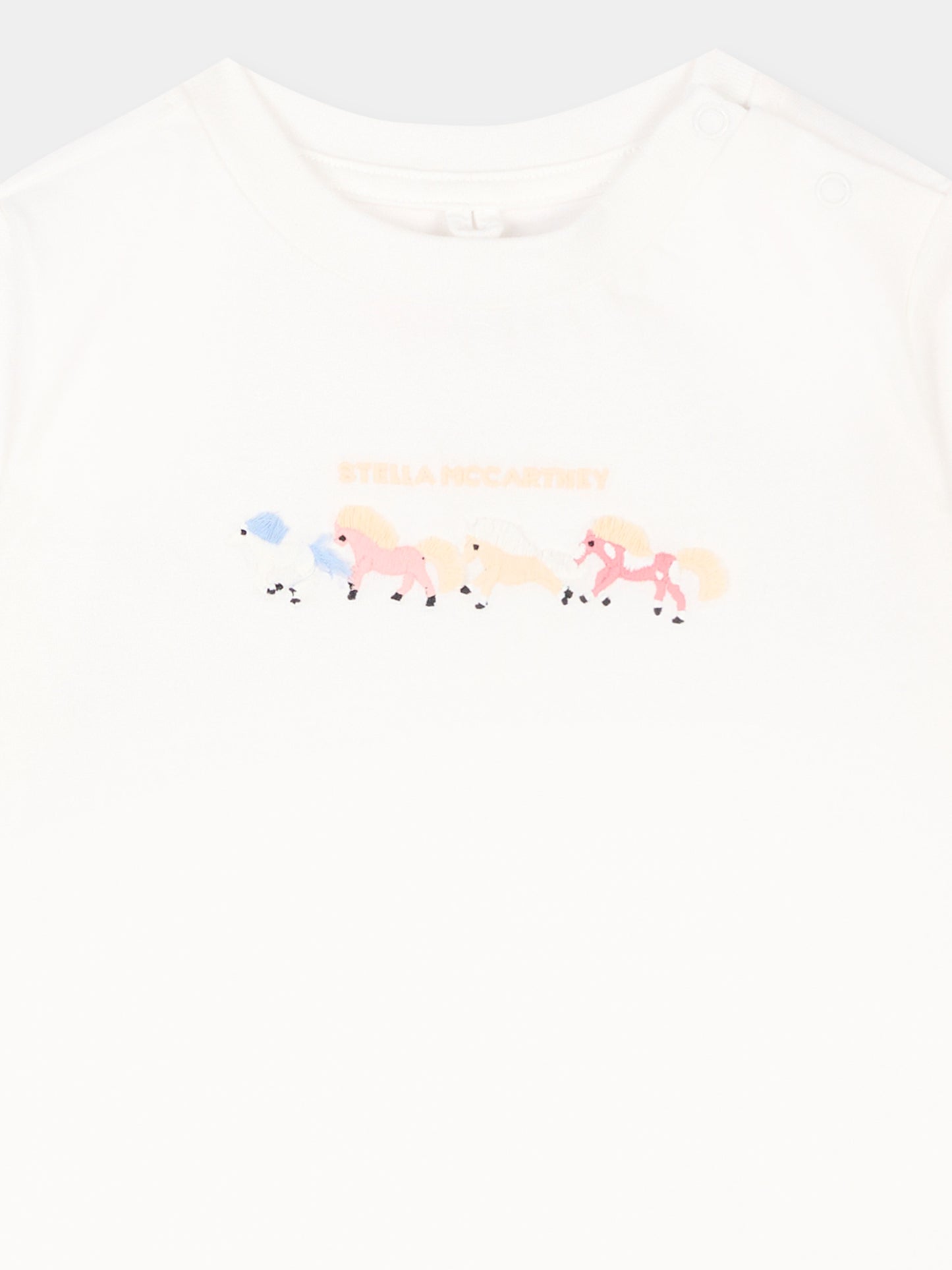 T-shirt avorio per neonata con logo,Stella Mccartney Kids,TZ8031 Z3772 101