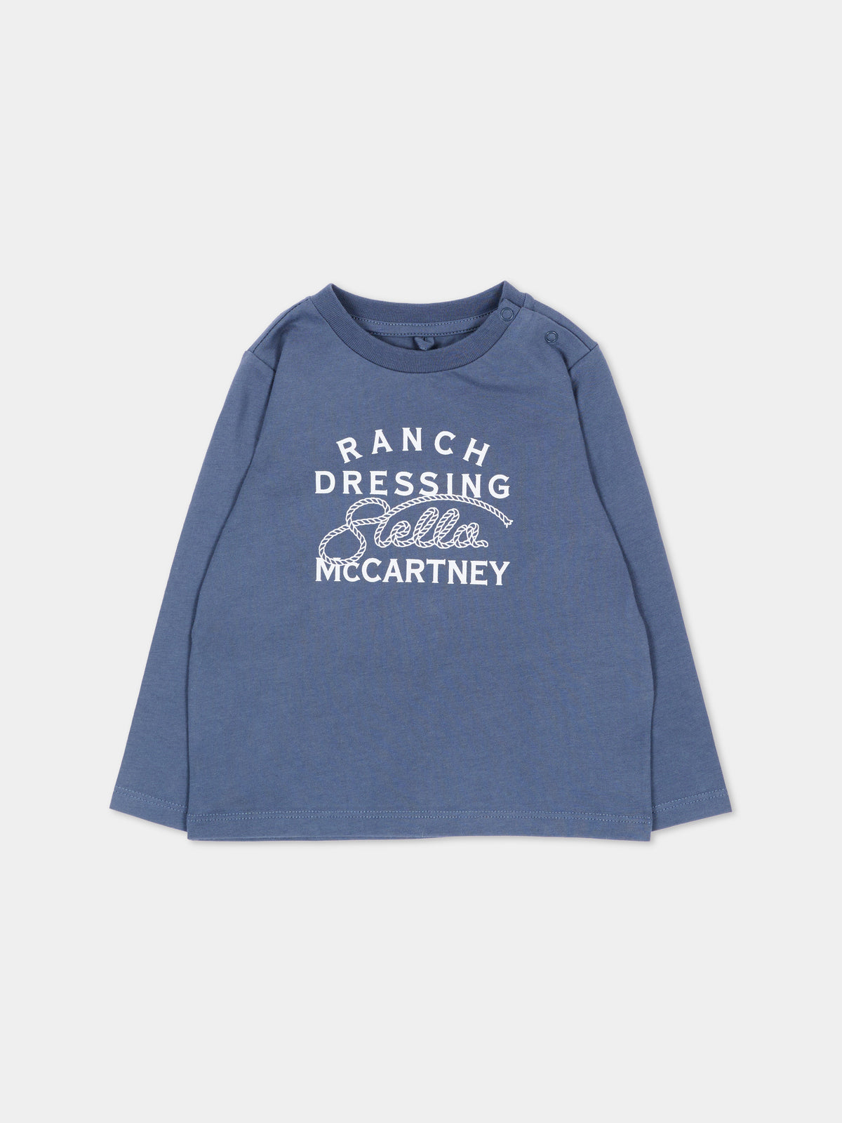 T-shirt a manica lunga blu per neonato con stampa,Stella Mccartney Kids,TZ8320 Z3772 657