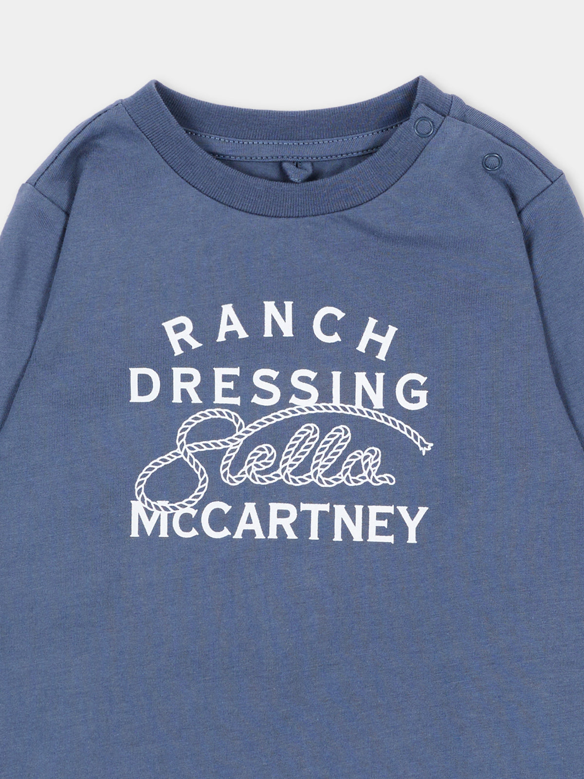 T-shirt a manica lunga blu per neonato con stampa,Stella Mccartney Kids,TZ8320 Z3772 657