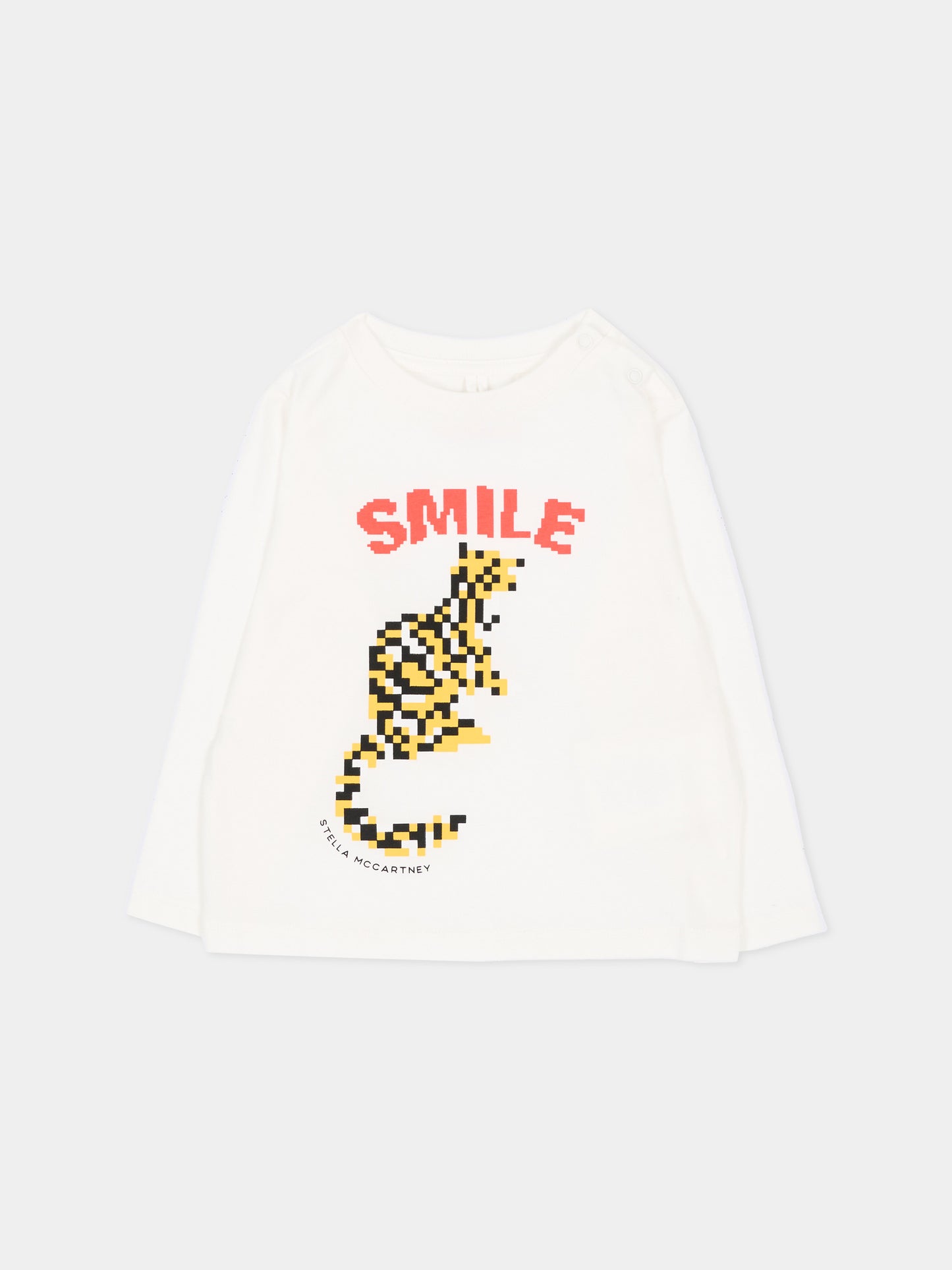 T-shirt a manica lunga avorio per neonati con tigre,Stella Mccartney Kids,TZ8330 Z3772 101