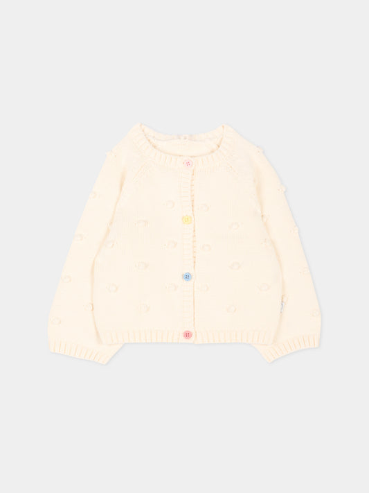 Cardigan avorio per neonata con pois,Stella Mccartney Kids,TZ9010 Z1528 101