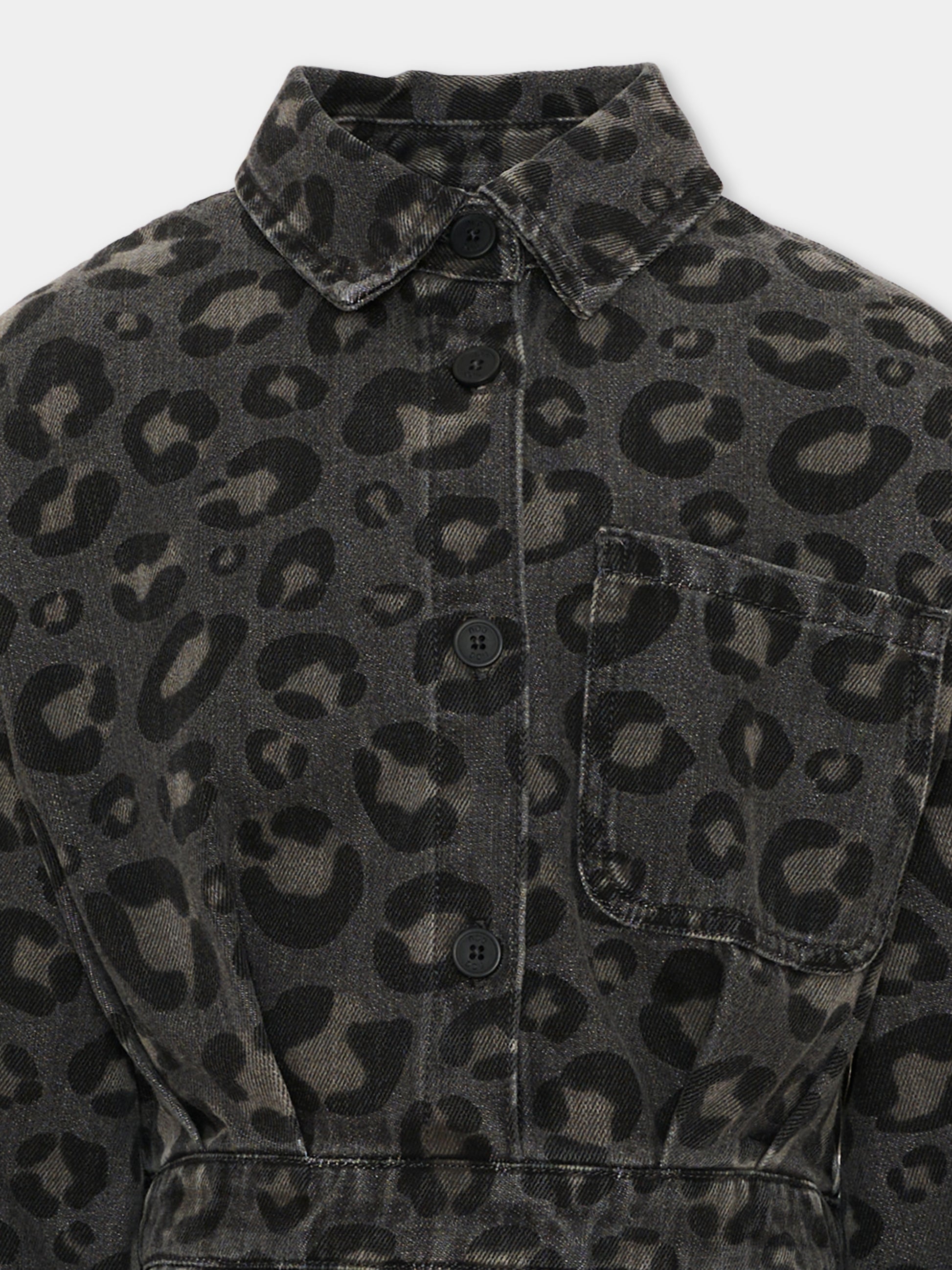 Vestito grigio animalier per bambina,Douuod Kids,DZ1A30 Z4163 924BG