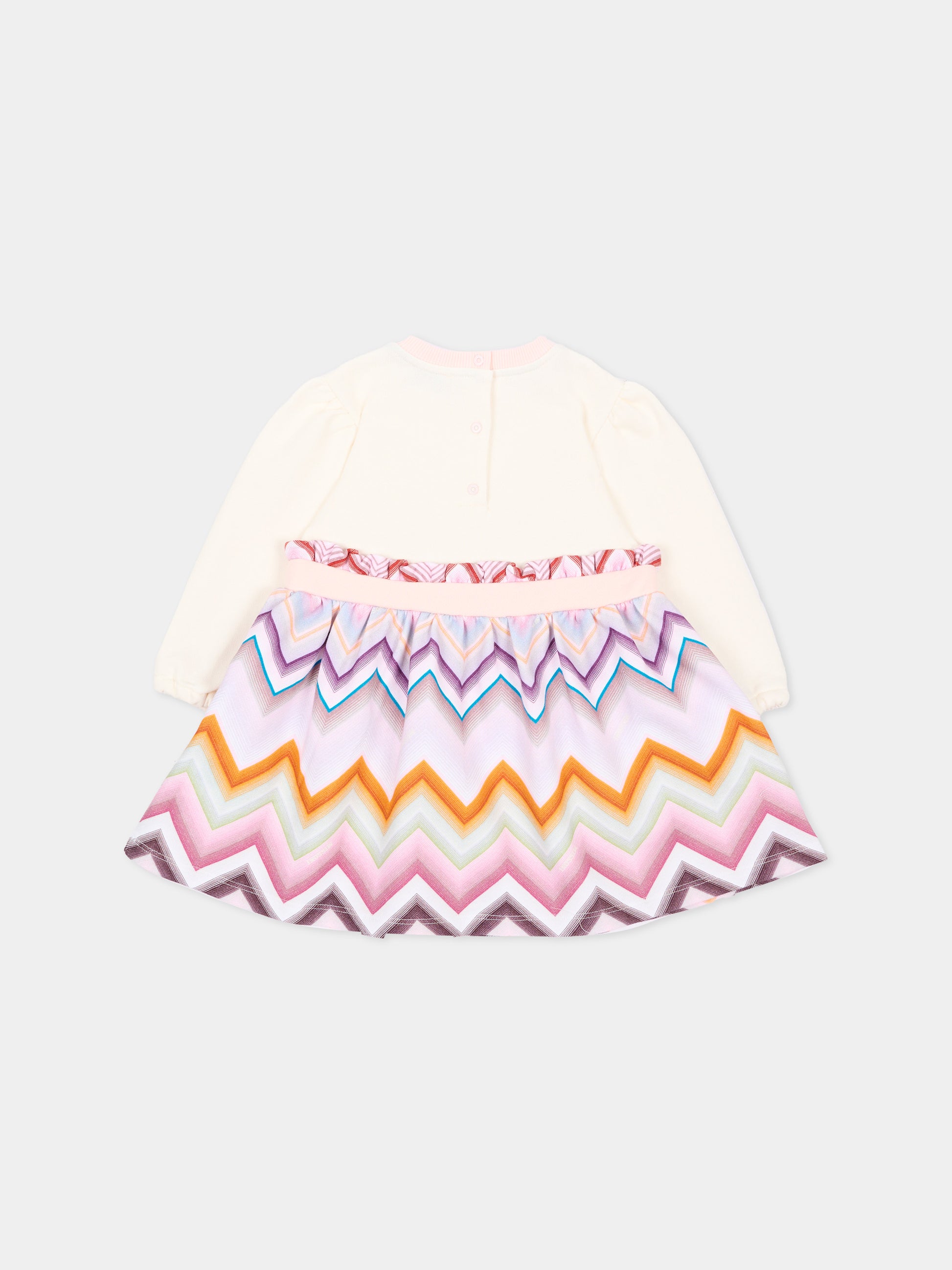 Vestito avorio per neonata con chevron,Missoni,MZ1010 Z3183 102MC