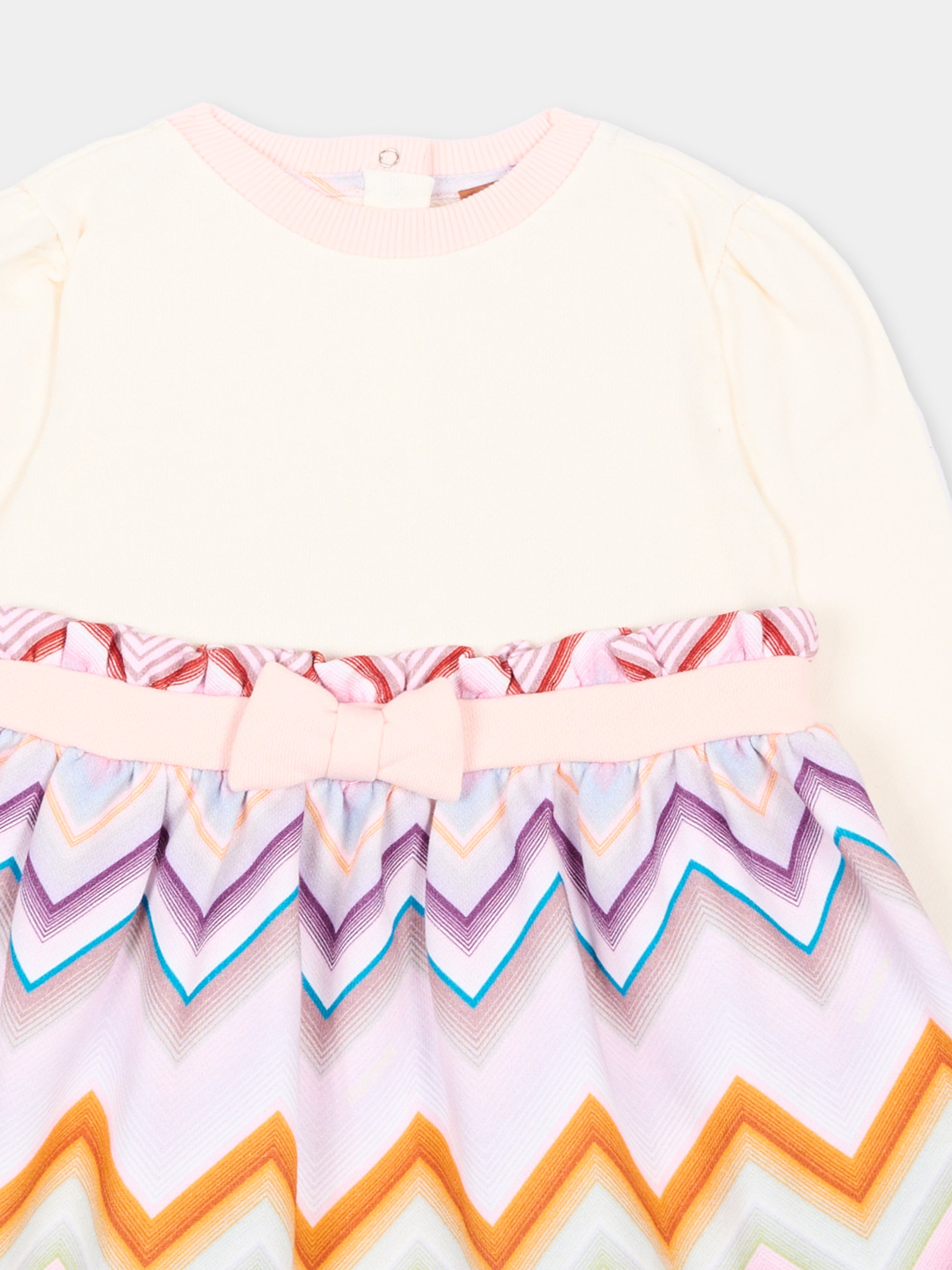 Vestito avorio per neonata con chevron,Missoni,MZ1010 Z3183 102MC