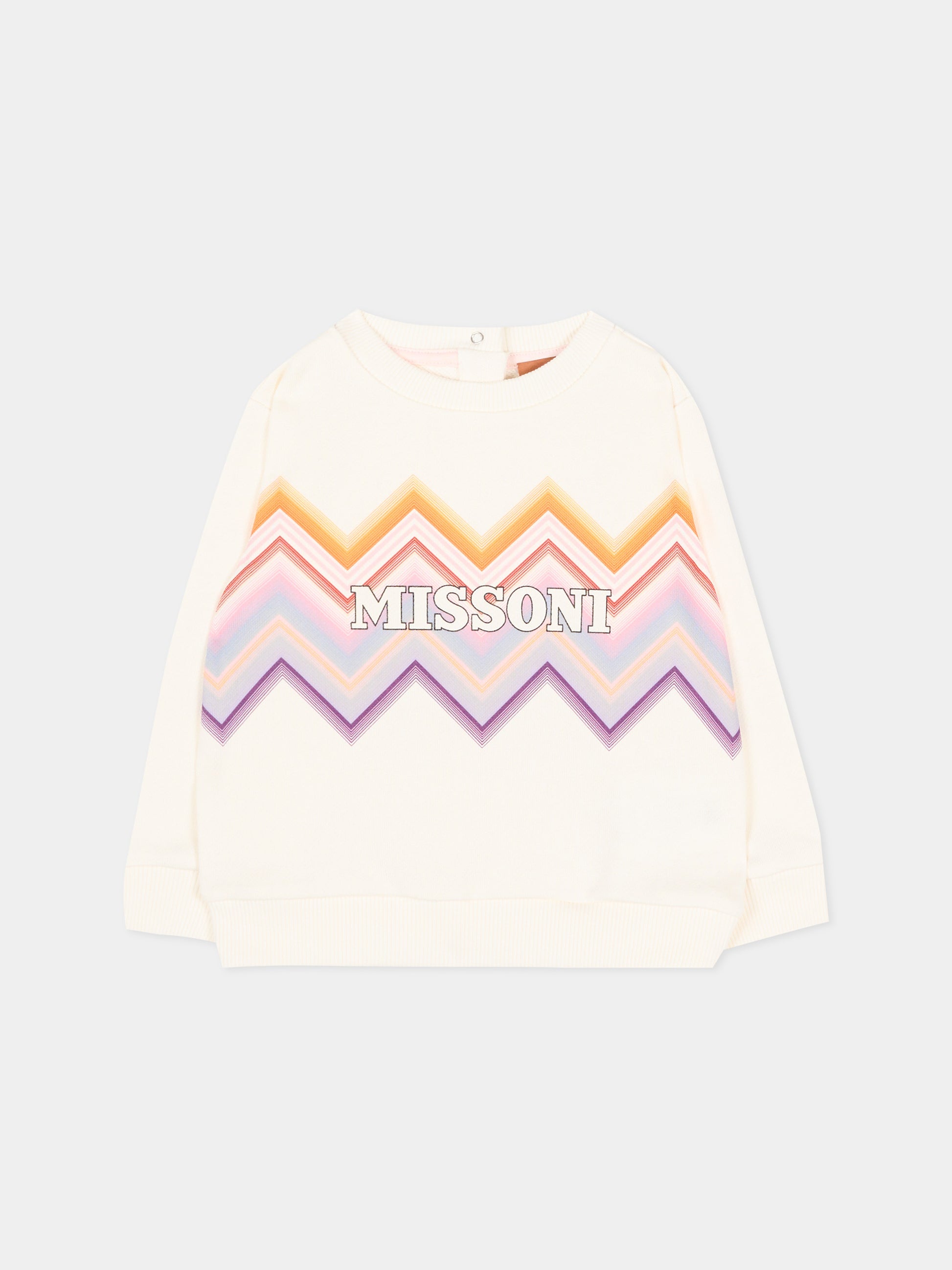 Felpa avorio per neonata con chevron,Missoni,MZ4020 Z3183 102