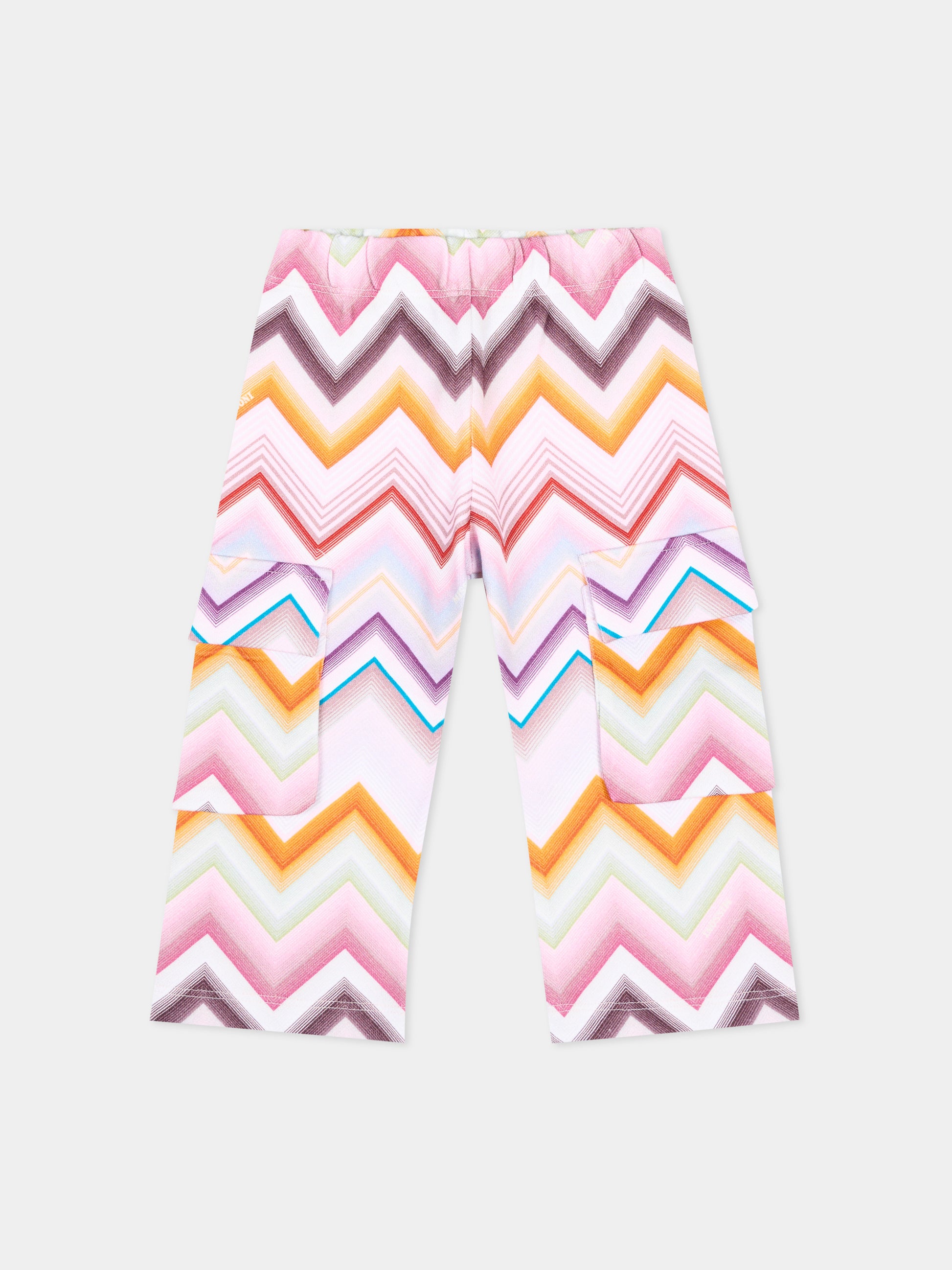 Pantaloni sportivi multicolor per neonata con chevron,Missoni,MZ6010 Z4078 999