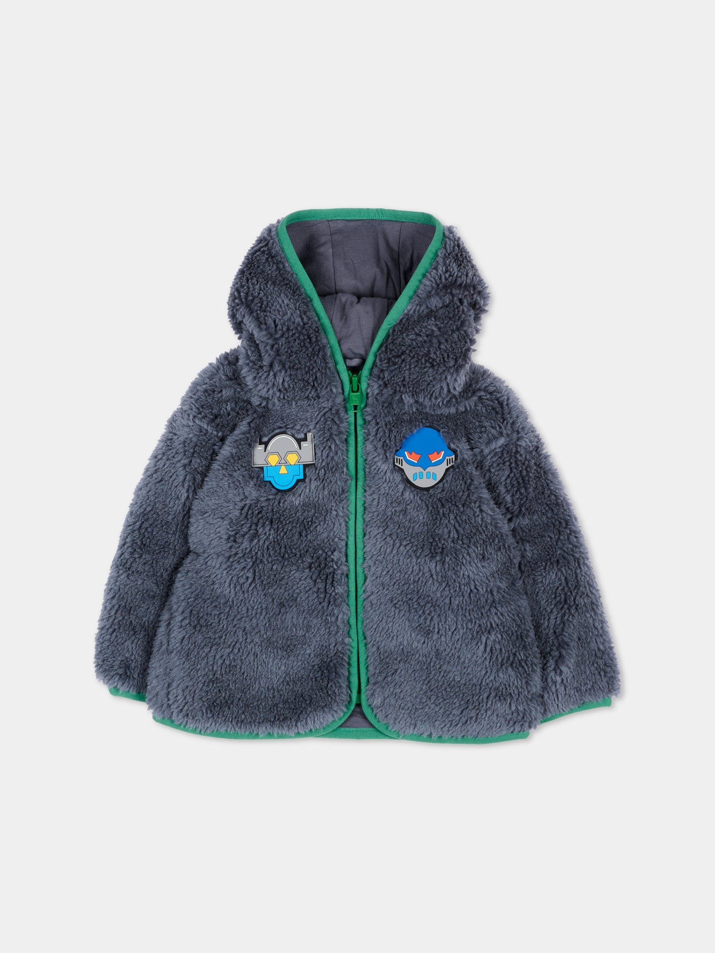 Ecopelliccia blu per neonato con robot,Stella Mccartney Kids,TZ2317 Z4058 657