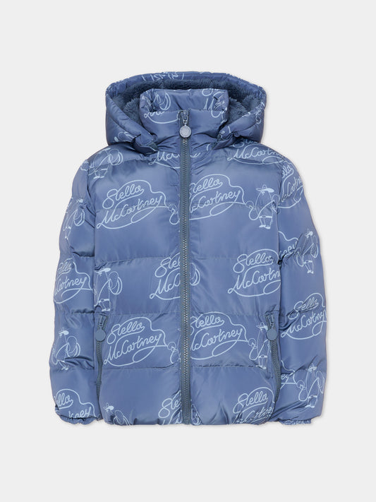 Piumino blu per bambino con logo,Stella Mccartney Kids,TZ2H07 Z3938 657BL