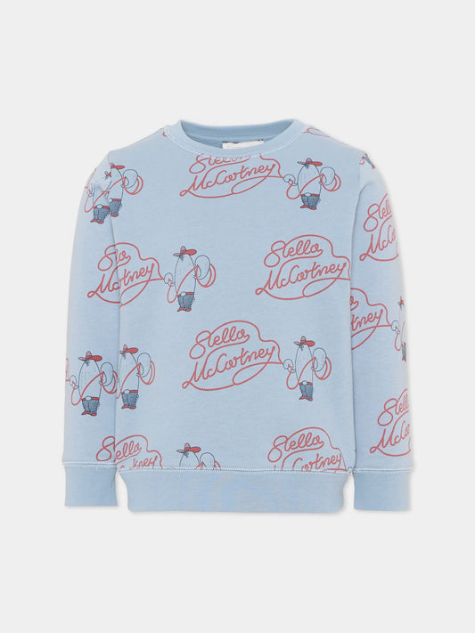 Felpa celeste per bambino con logo,Stella Mccartney Kids,TZ4P00 Z3952 61EMC
