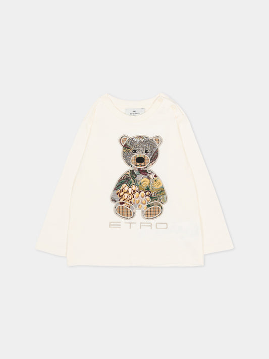 T-Shirt A Manica Lunga avorio per neonati con orsetto,Etro,GZ8520 Z3672 102