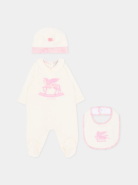 Set tutine avorio per neonata con Pegaso,Etro,GYB540 Z3672 102RS