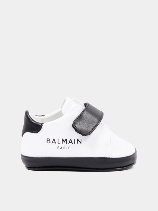 Sneakers bianche per neonato con logo,Balmain Kids,BZ0336 Y0051 100NE