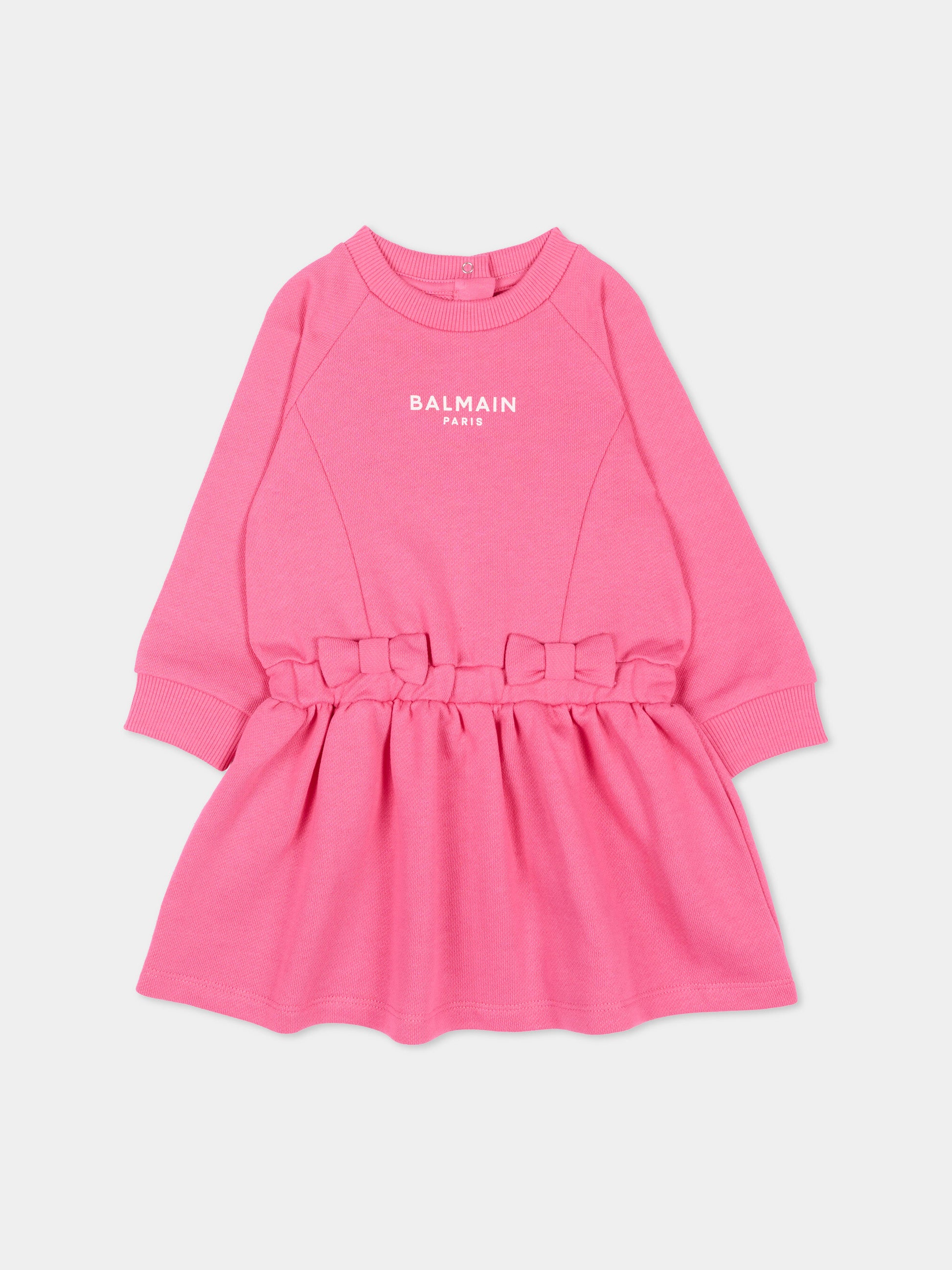 Vestito fucsia per neonata con logo,Balmain Kids,BZ1000 Z3183 52D