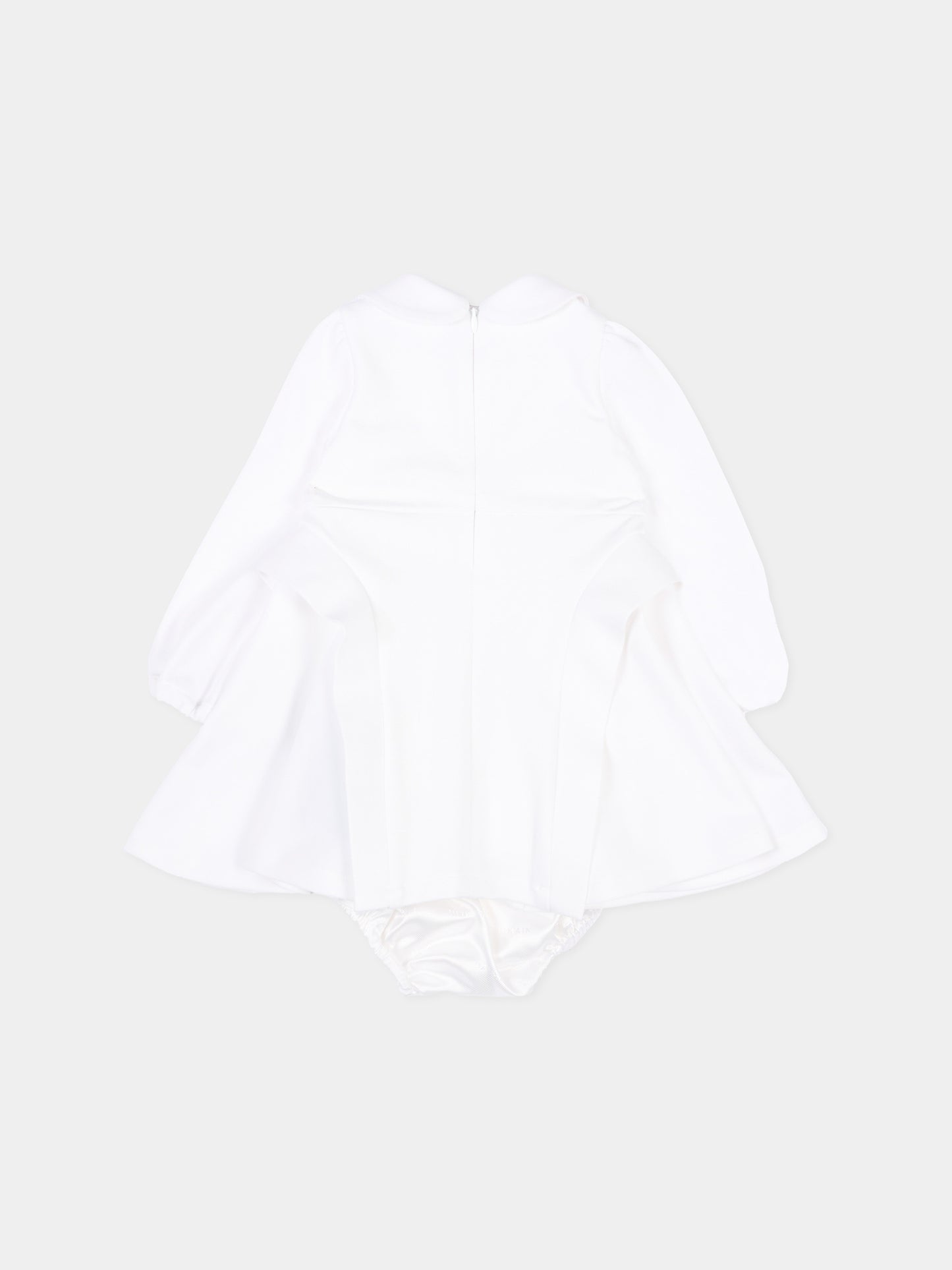 Abito bianco per neonata con bottoni oro,Balmain Kids,BZ1100 J0371 100OR