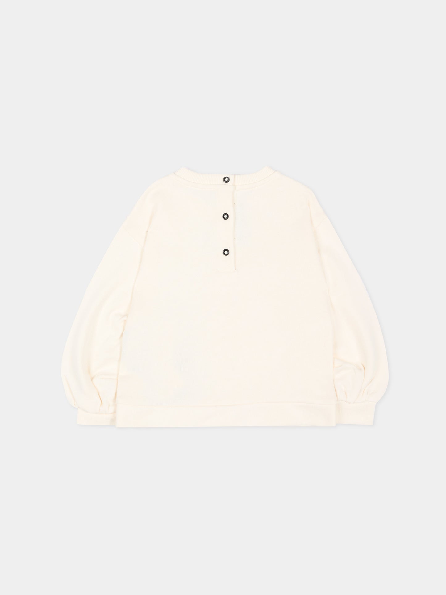 Felpa avorio per neonata con logo,Balmain Kids,BZ4010 Z3183 102NE