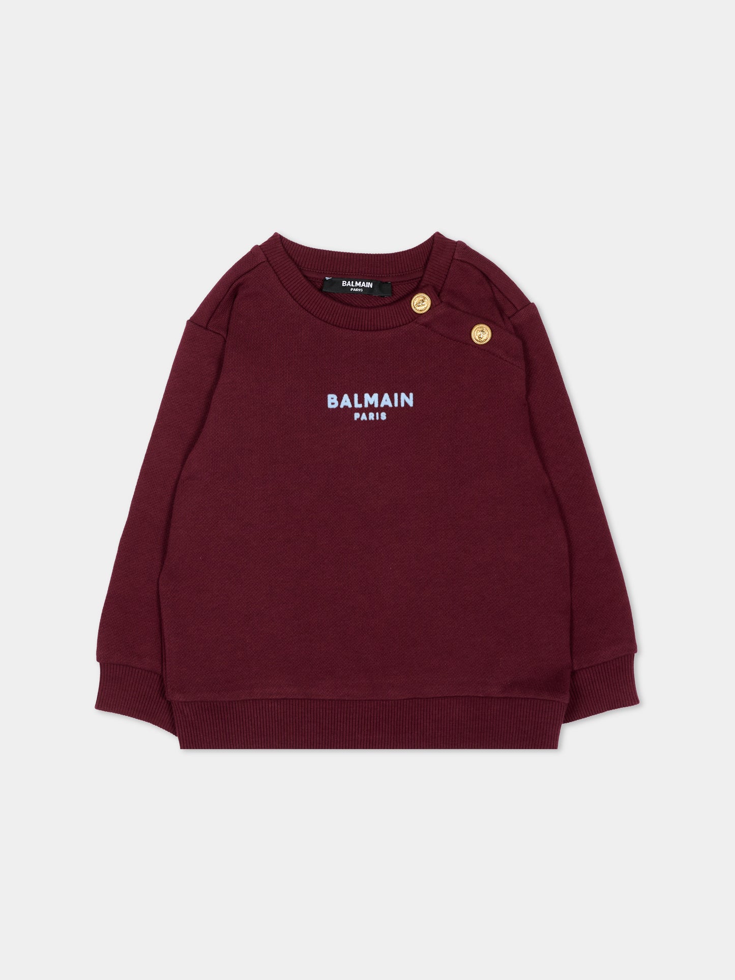 Felpa bordeaux per neonati con logo,Balmain Kids,BZ4340 Z3183 530OR