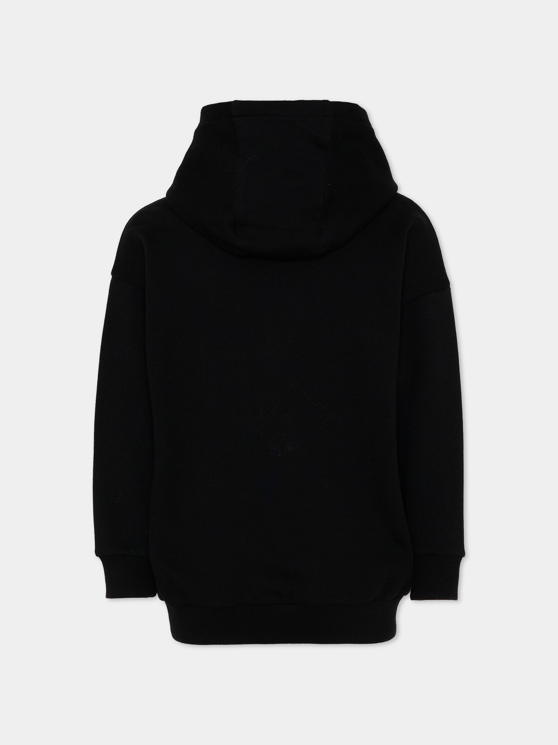 Felpa nera con cappuccio per bambino con logo,Balmain Kids,BZ4H00 Z3183 930BC