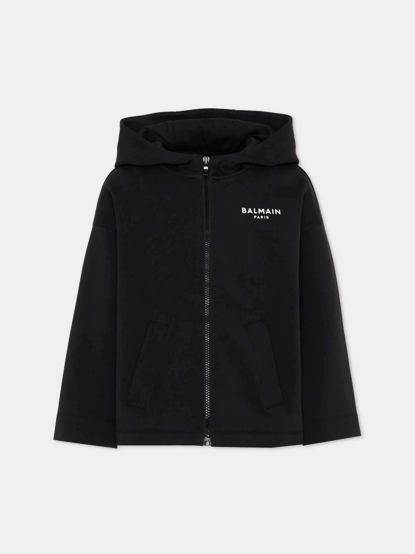 Felpa nera per bambini con logo,Balmain Kids,BZ4I70 Z3728 930BC