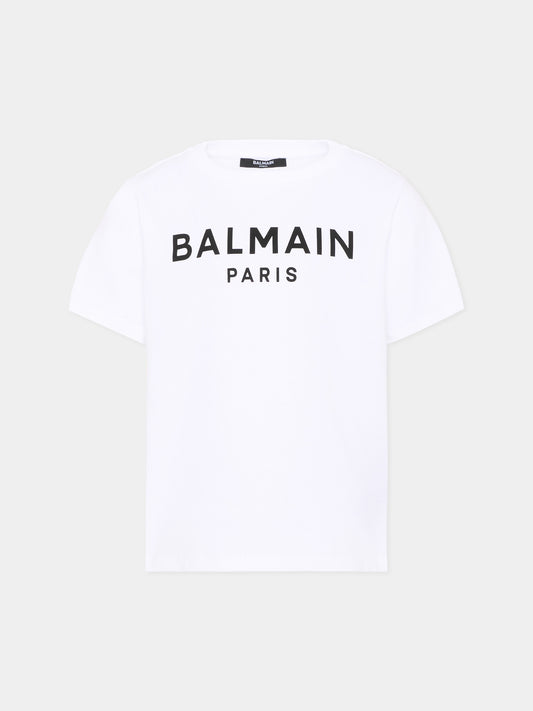 T-Shirt bianca per bambini con logo,Balmain Kids,BY8R11 Z3672 100NE