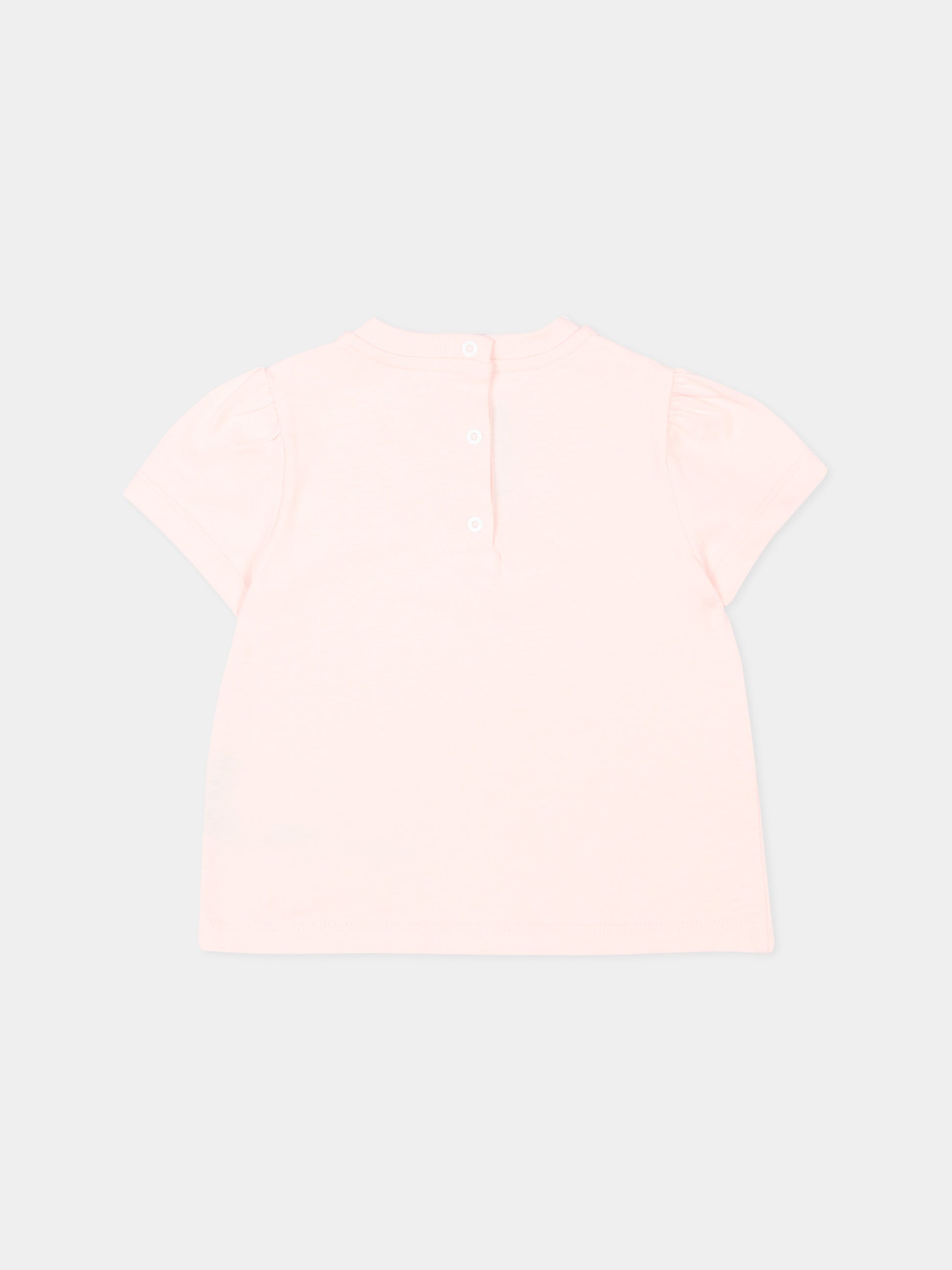 T-shirt rosa per neonata con logo,Balmain Kids,BZ8021 Z3672 508FU