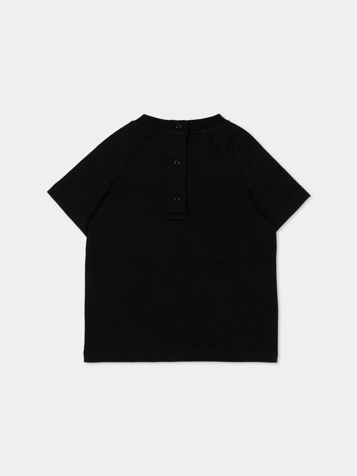 T-Shirt nera per neonato con logo,Balmain Kids,BZ8301 Z3672 930BC