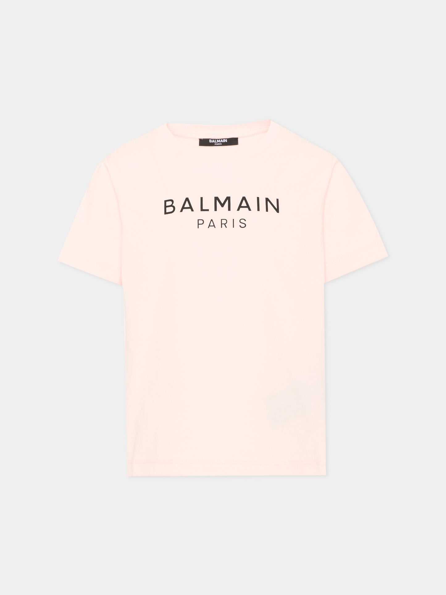 T-Shirt rosa per bambina con logo,Balmain Kids,BZ8B61 Z3672 508NE