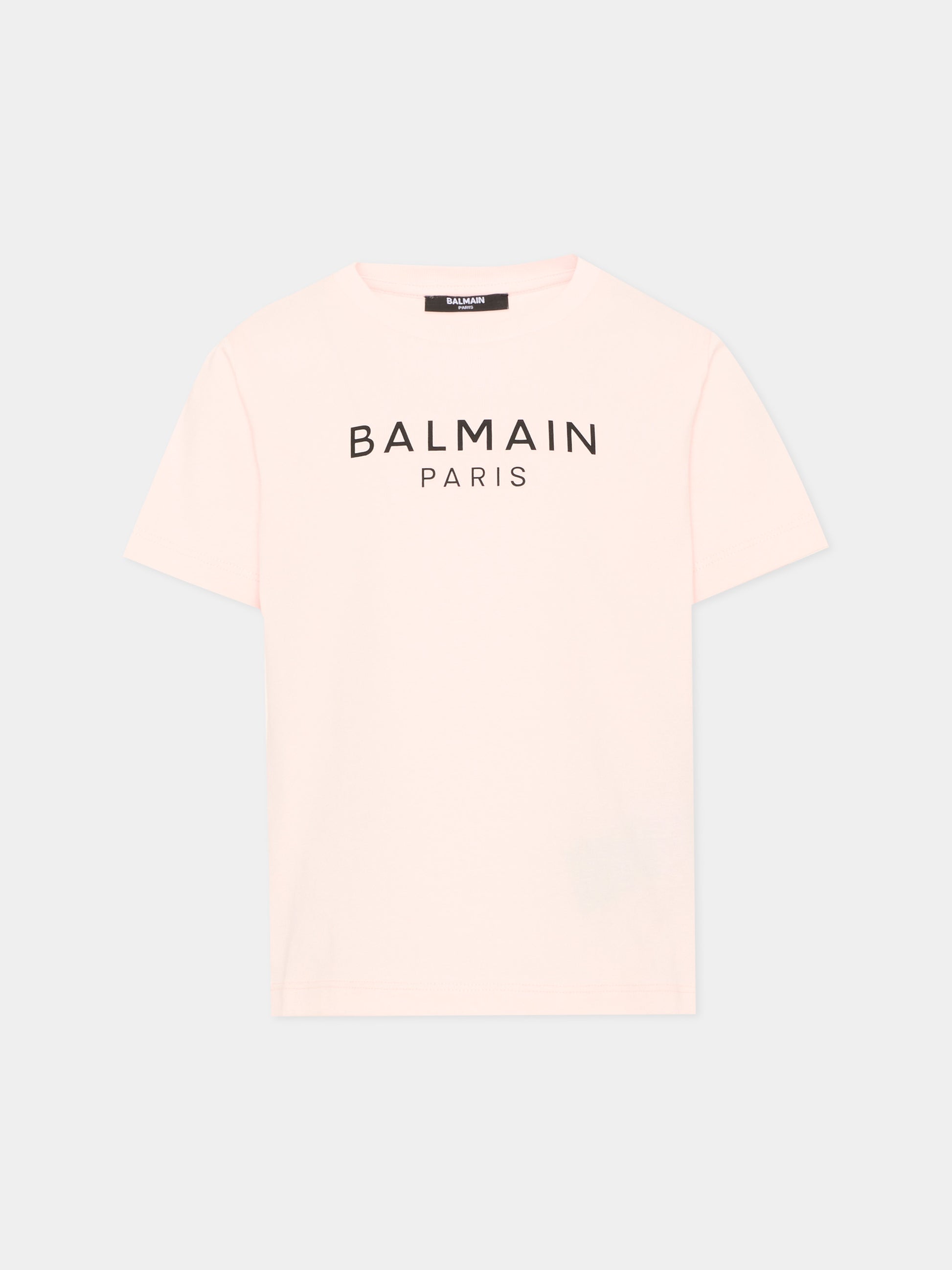 T-Shirt rosa per bambina con logo,Balmain Kids,BZ8B61 Z3672 508NE