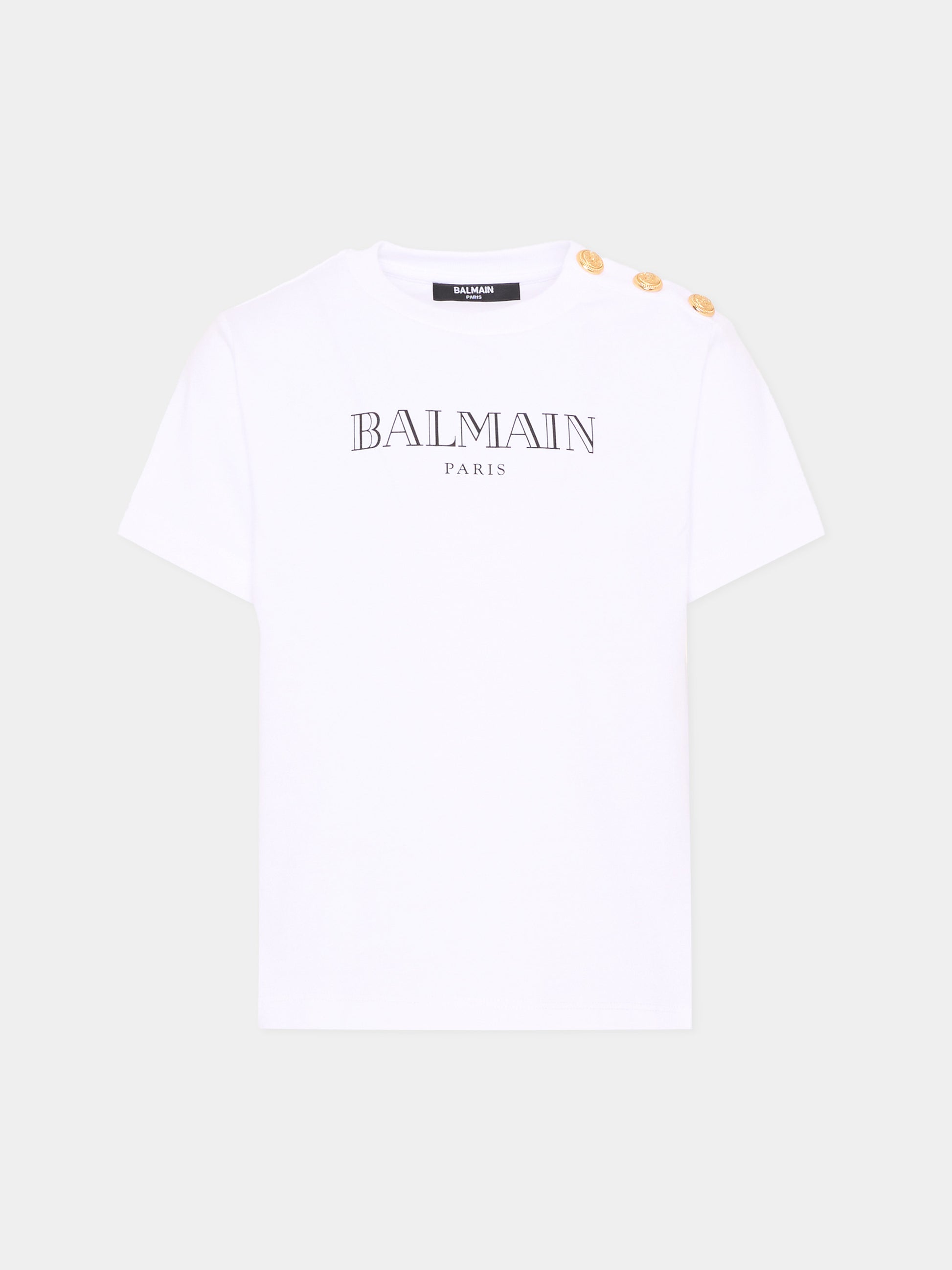 T-Shirt bianca per bambini con logo,Balmain Kids,BZ8H51 Z3672 100NE
