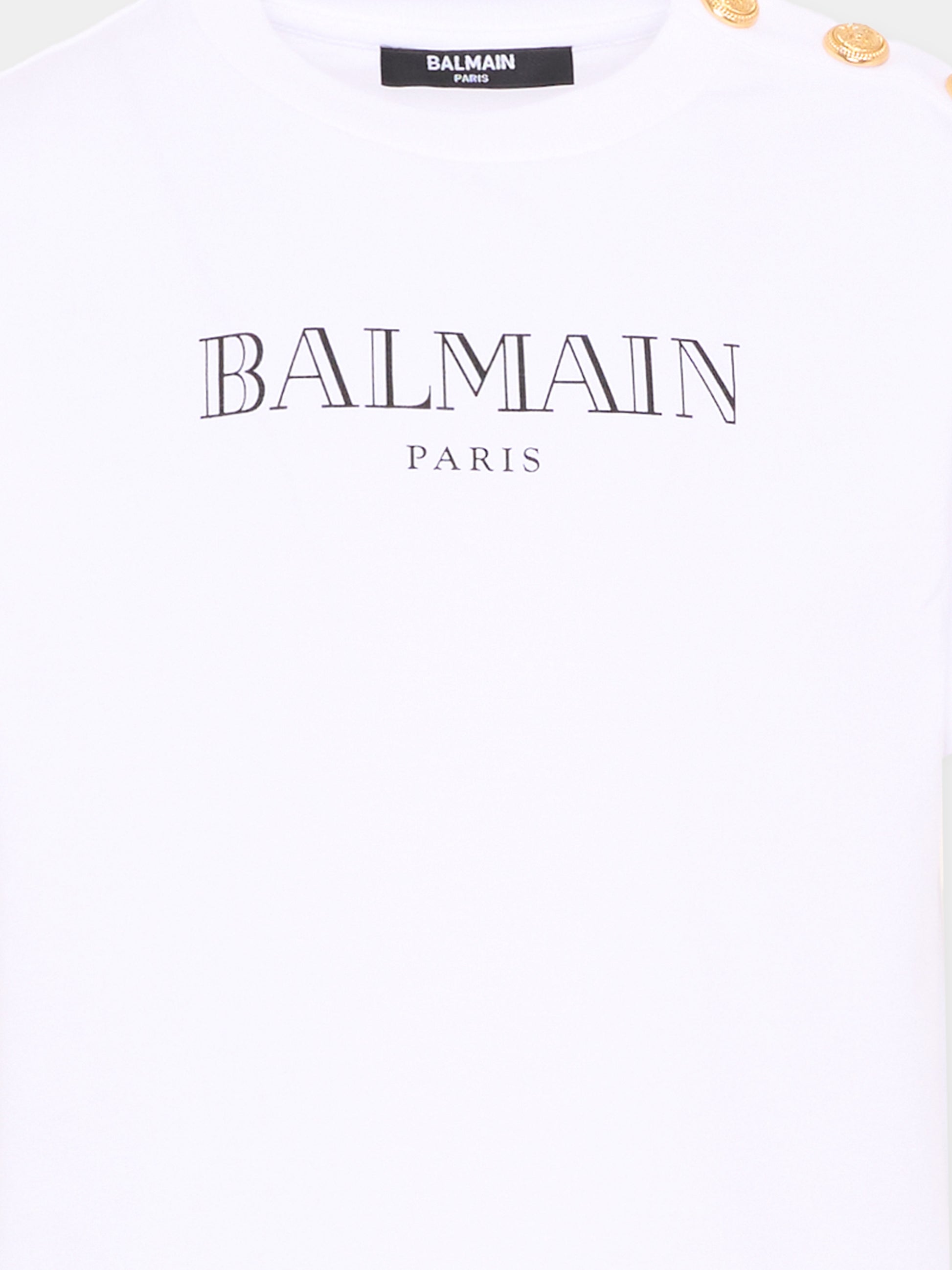 T-Shirt bianca per bambini con logo,Balmain Kids,BZ8H51 Z3672 100NE