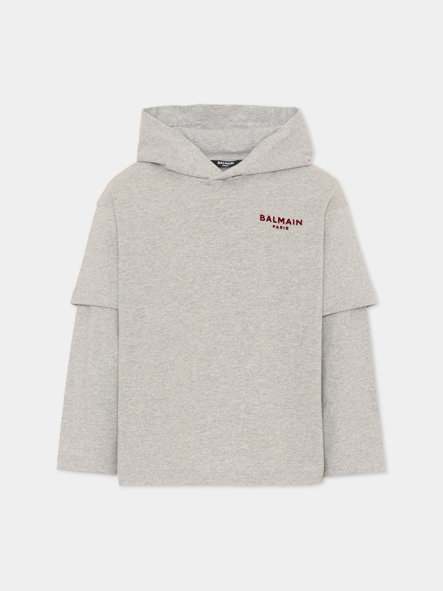 T-Shirt grigia per bambini con logo,Balmain Kids,BZ8I30 Z3191 806BD
