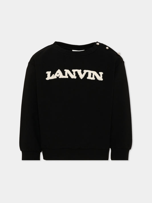 Felpa nera per bambina con logo,Lanvin Petite,N30402 09B