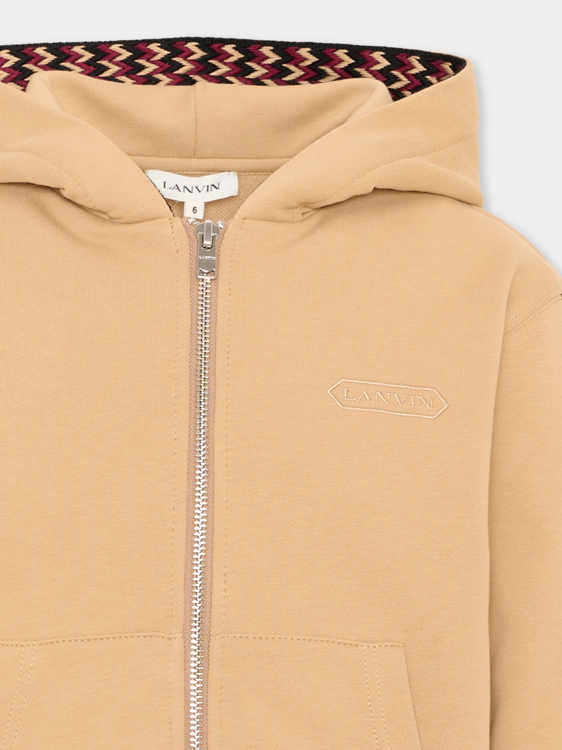 Felpa con cappuccio beige con logo,Lanvin Petite,N30424 276