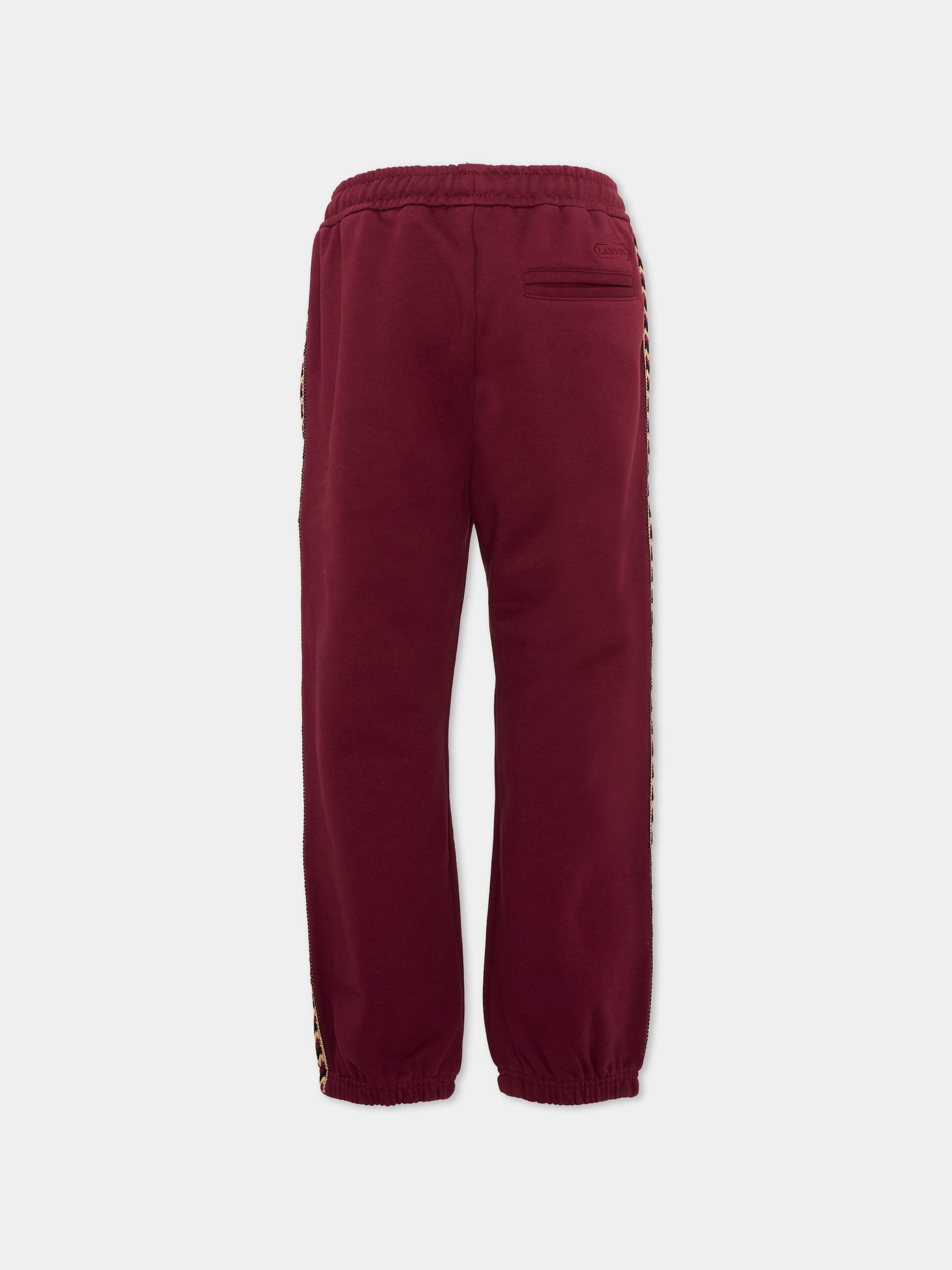 Pantaloni sportivi bordeaux per bambino con logo,Lanvin Petite,N30425 955