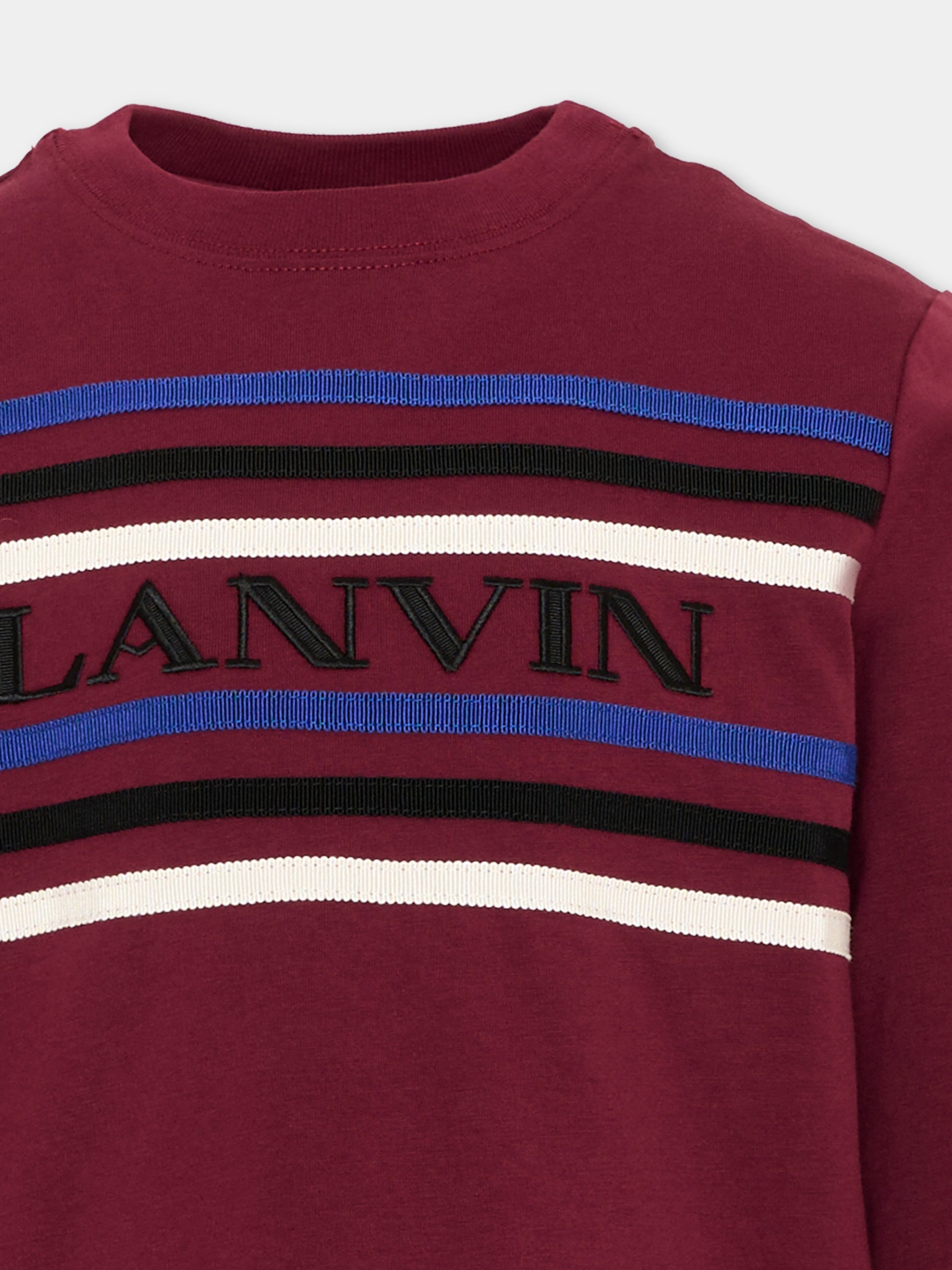 T-shirt a manica lunga bordeaux con logo,Lanvin Petite,N30429 955