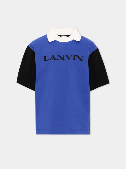 Polo a manica corta blu con logo,Lanvin Petite,N30431 V70