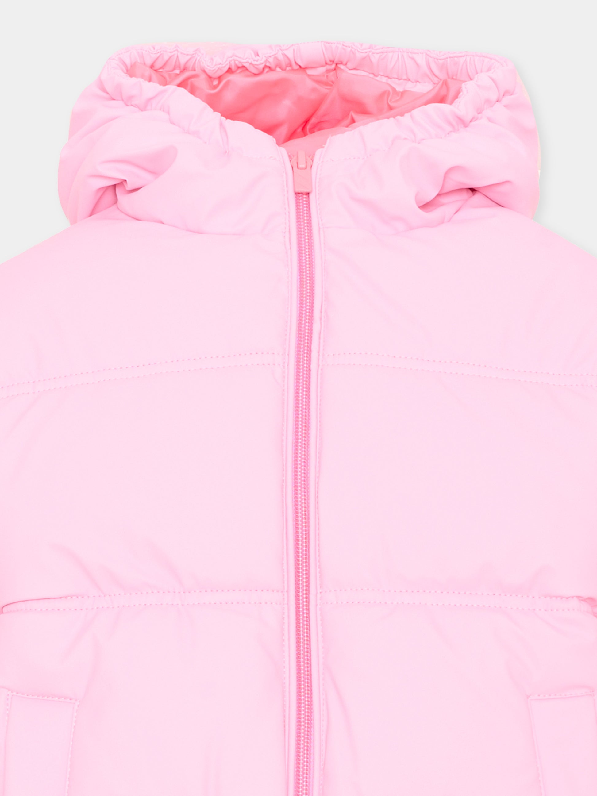 Piumini rosa per bambina con logo,Billieblush,U22444 48X