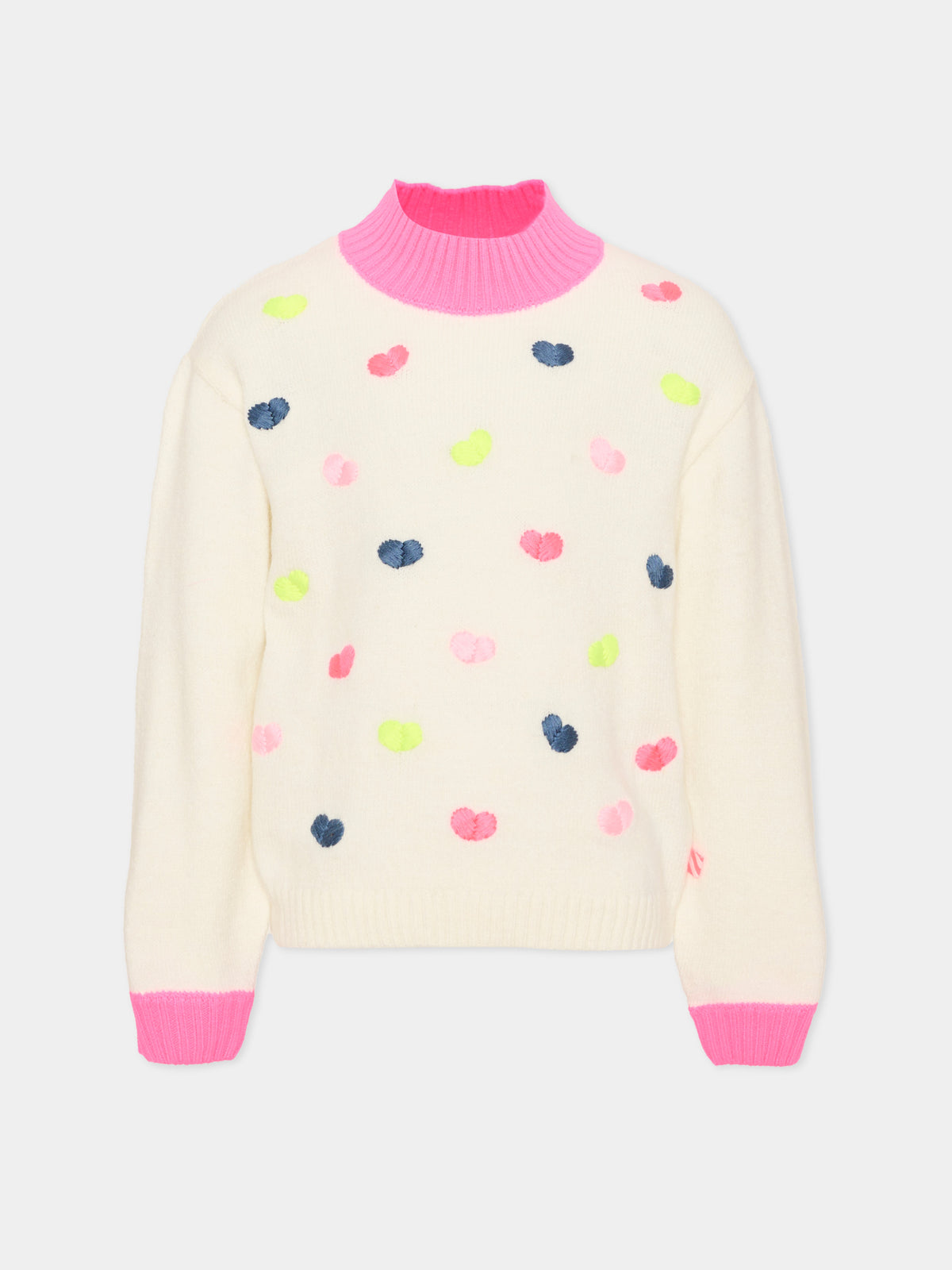 Maglione avorio per bambina con cuori,Billieblush,U22472 121