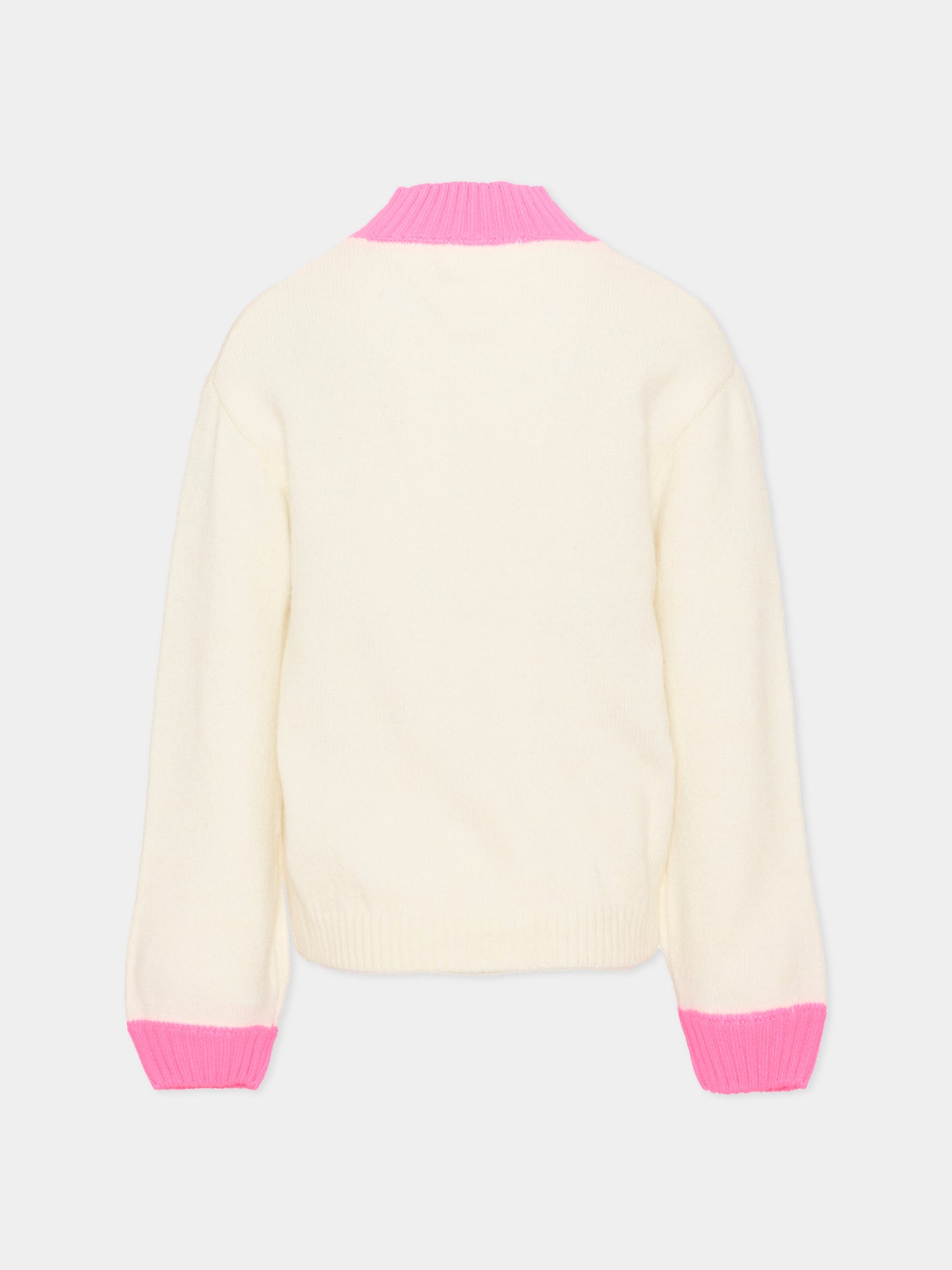 Maglione avorio per bambina con cuori,Billieblush,U22472 121