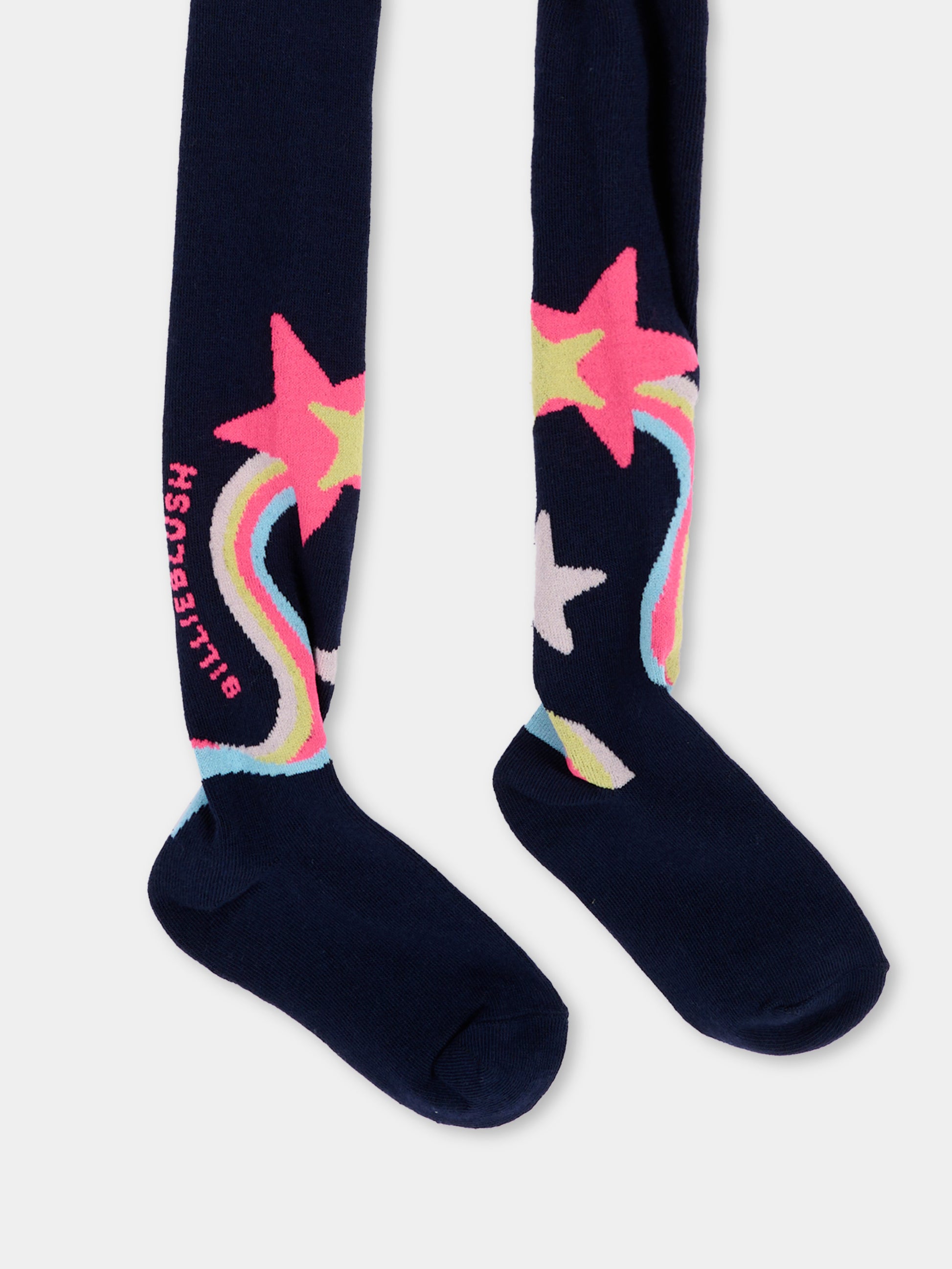 Collant blu per bambina con stelle,Billieblush,U22511 85T