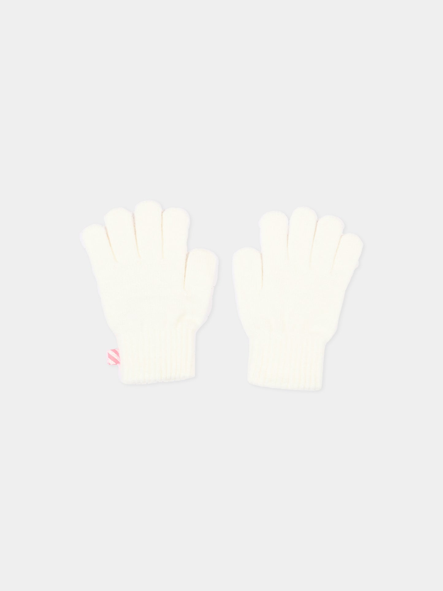 Guanti avorio per bambina con logo,Billieblush,U22541 121