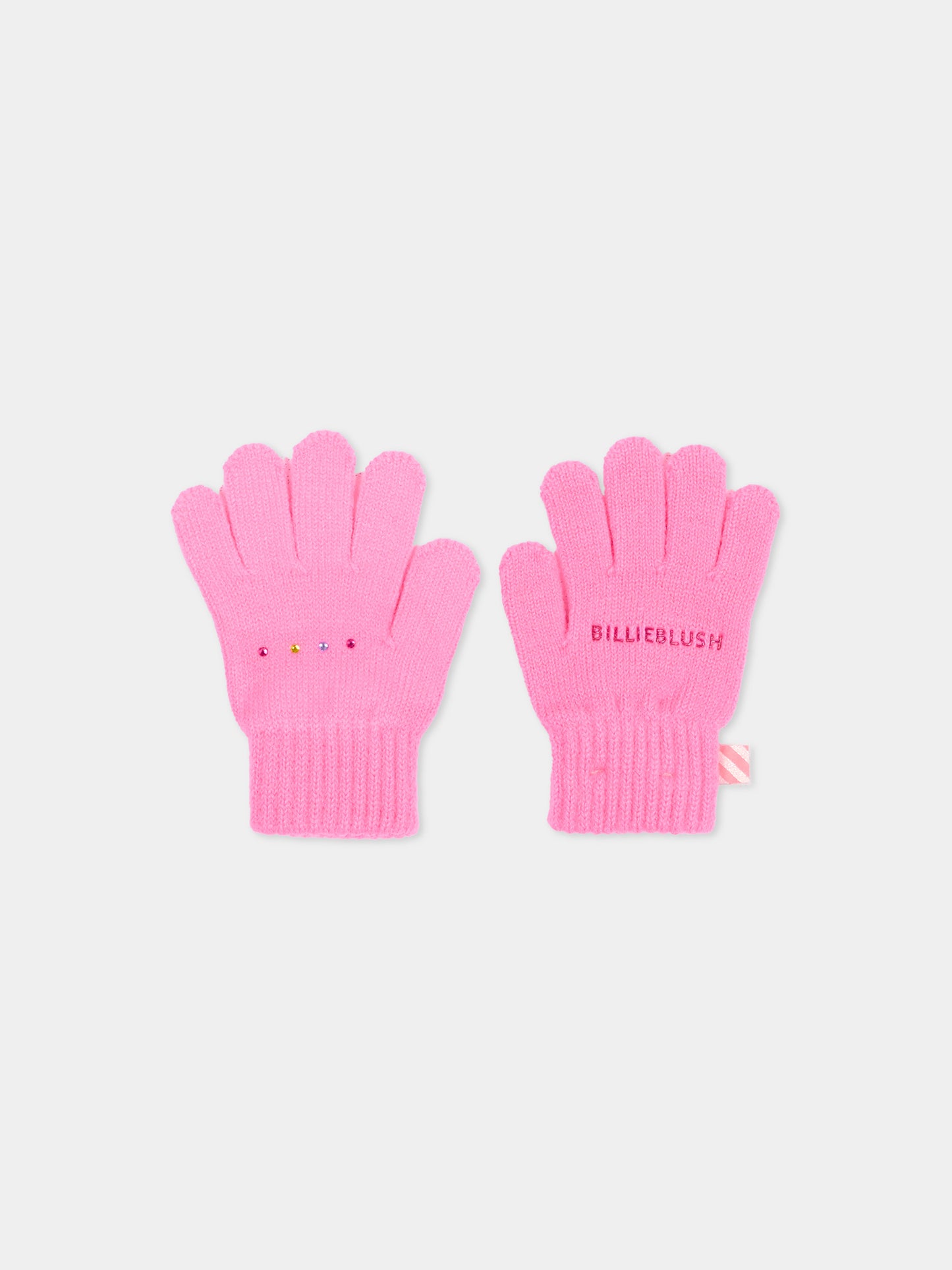 Guanti fucsia per bambina con logo,Billieblush,U22541 47A