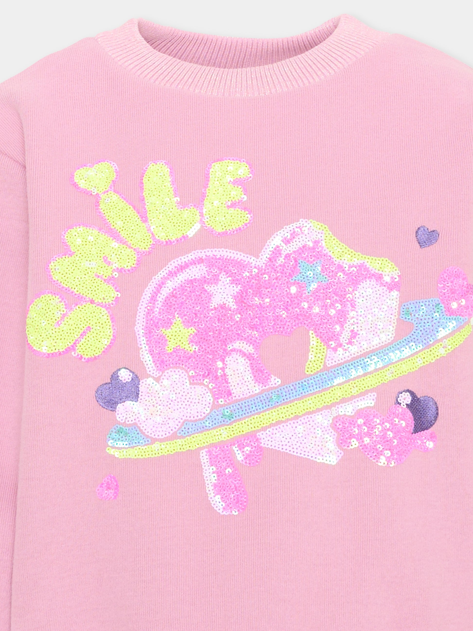 Felpa rosa per bambina con paillettes,Billieblush,U22568 48X