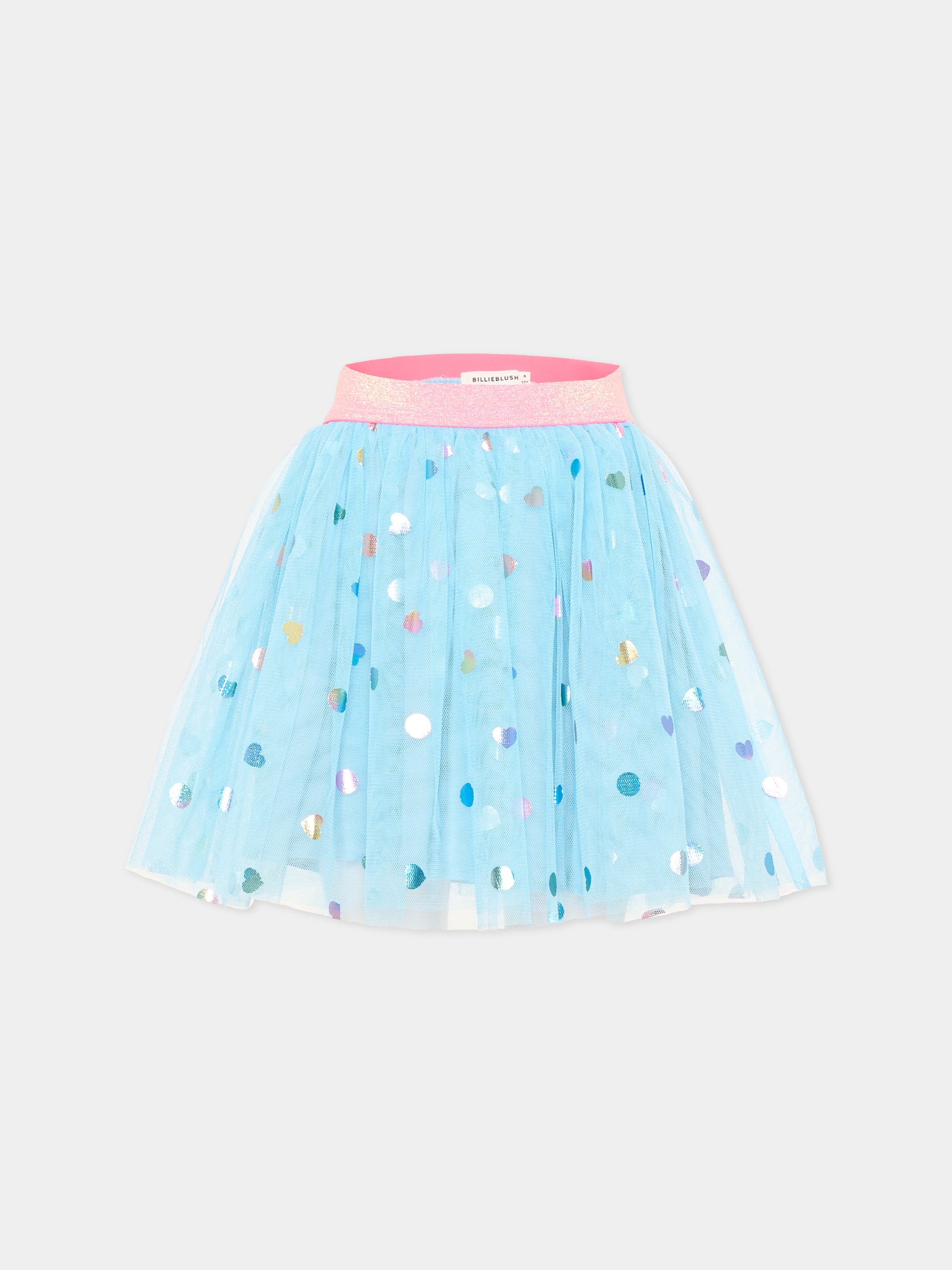 Gonna celeste per bambina con cuori,Billieblush,U22569 78R