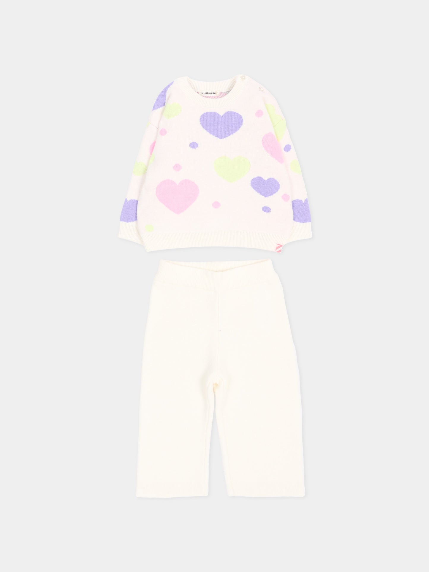 Completo sportivo avorio per neonata con cuori,Billieblush,U22611 121