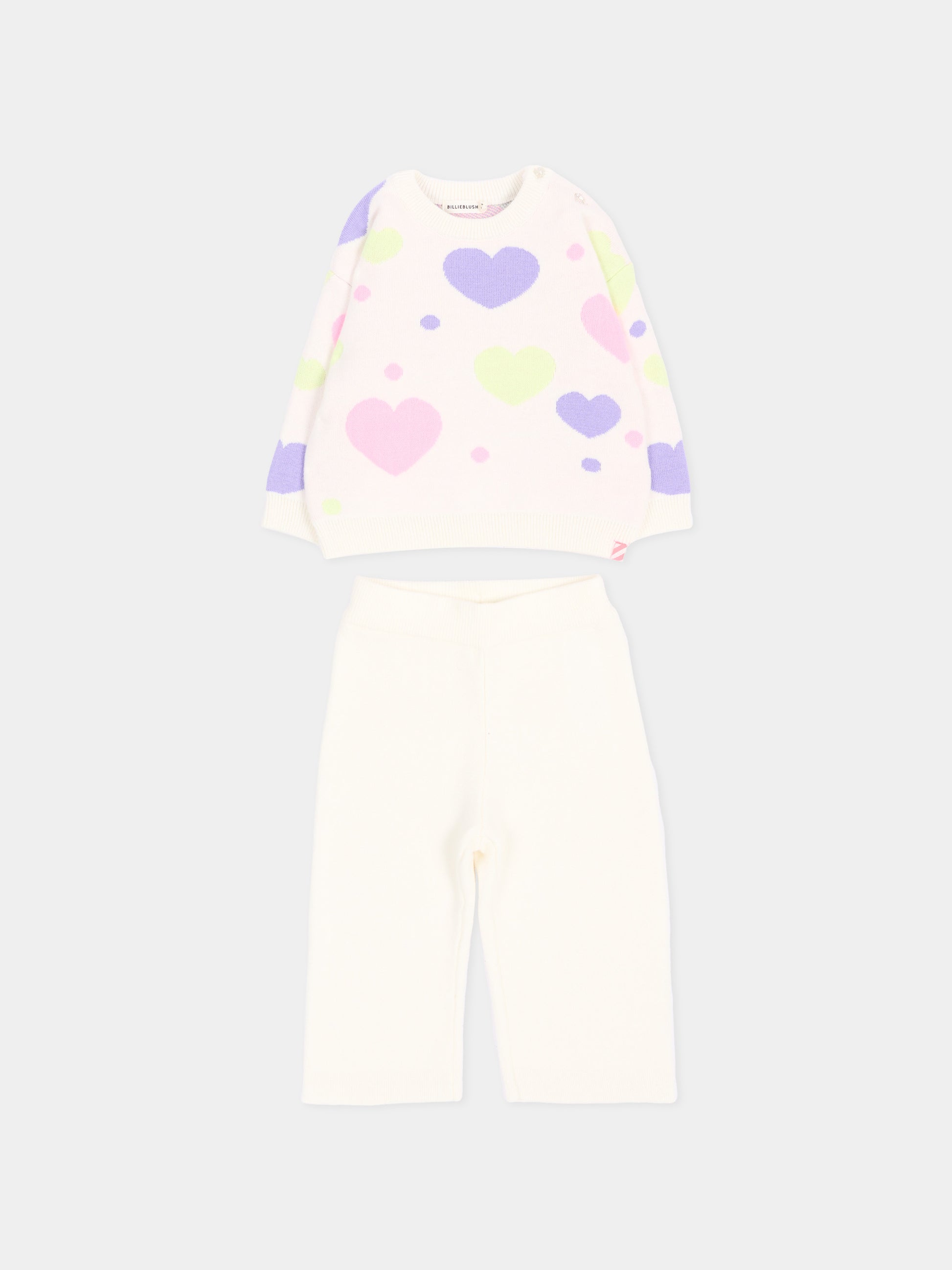 Completo sportivo avorio per neonata con cuori,Billieblush,U22611 121