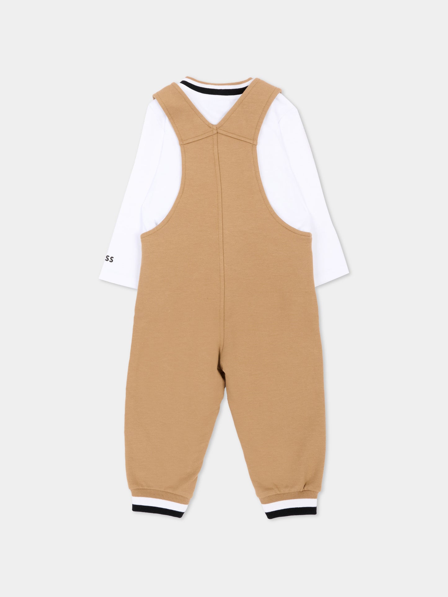 Salopette beige per neonato con logo,Boss,J53301 269