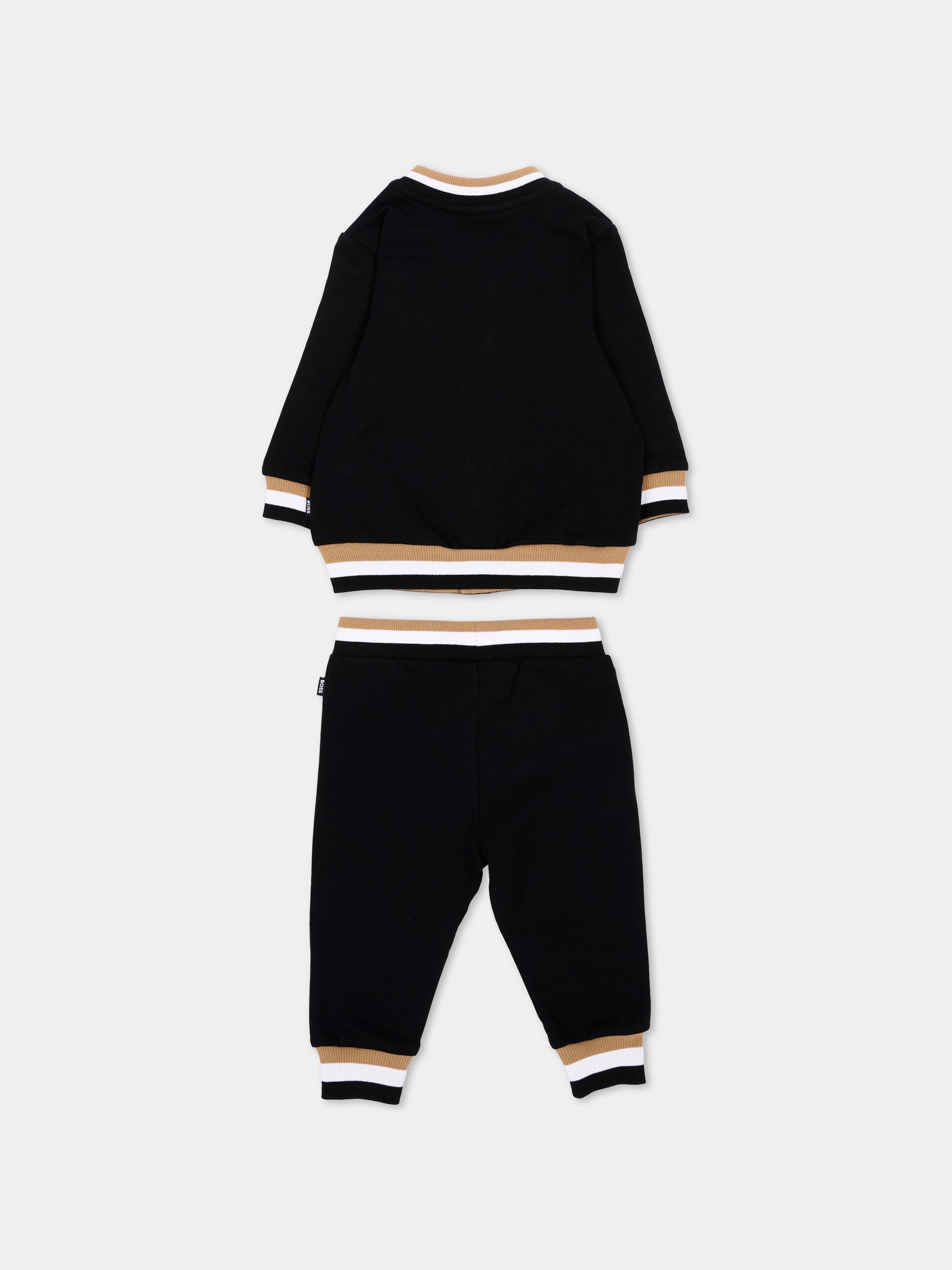 Completo sportivo nero per neonato con logo,Boss,J53305 09B