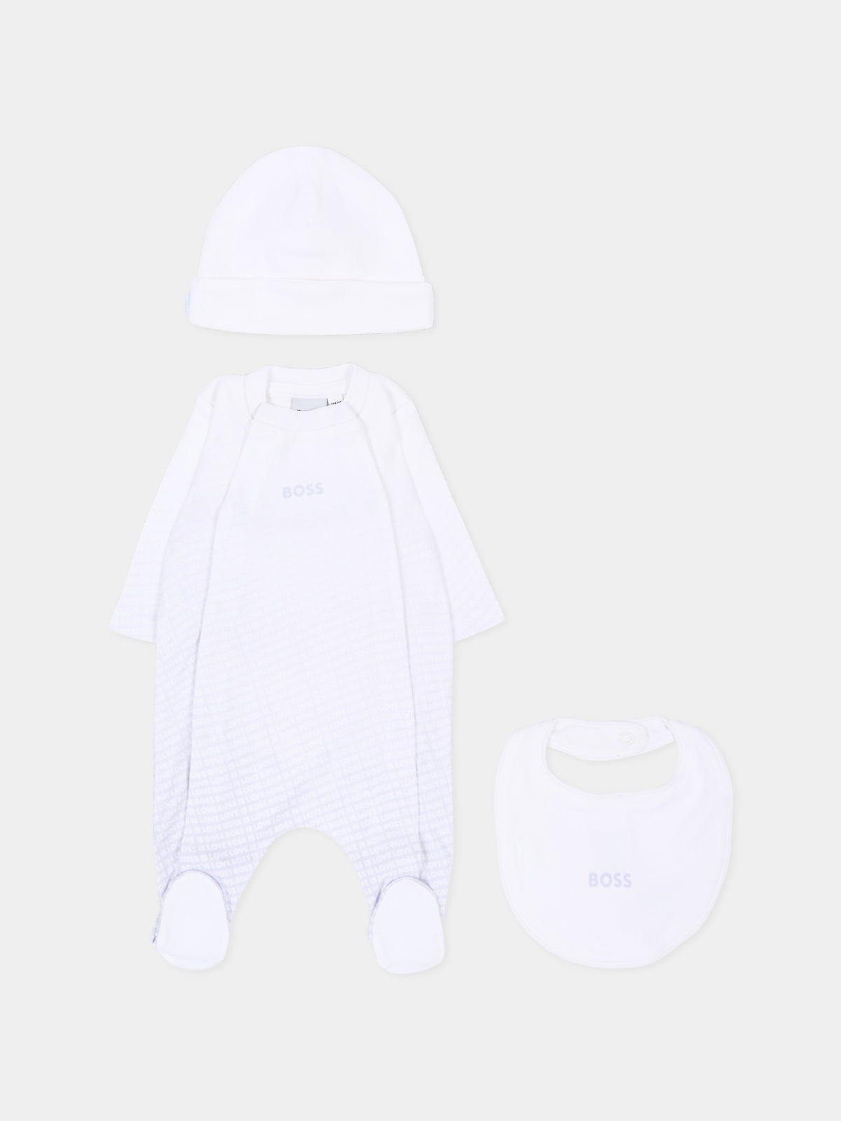 Set tutina bianco per neonato con logo,Boss,J53313 771
