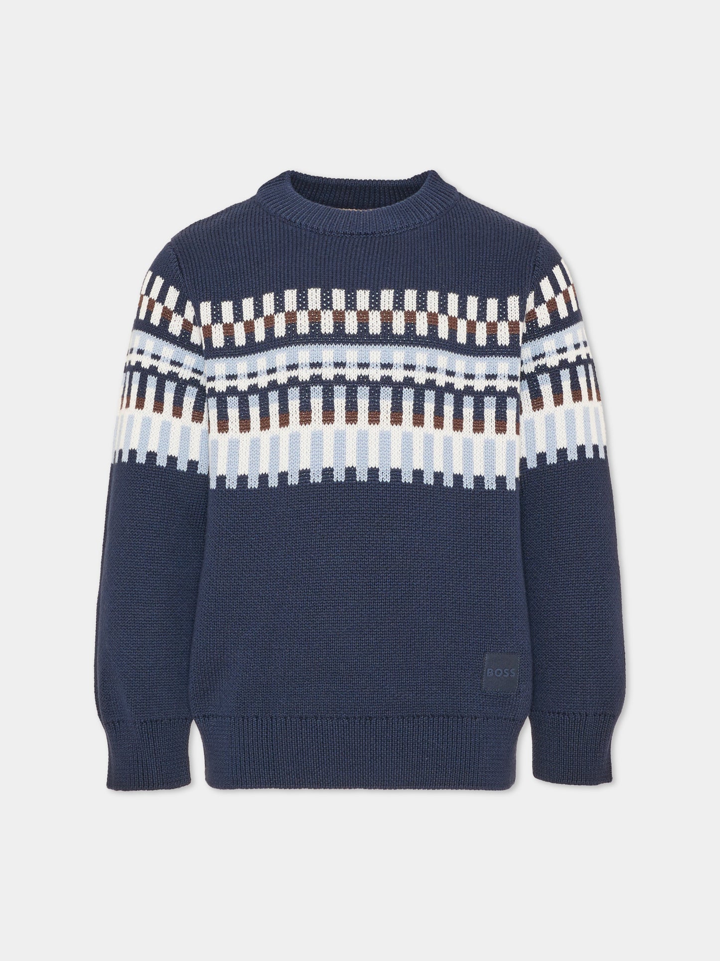 Maglione blu per bambino a righe,Boss,J53393 849